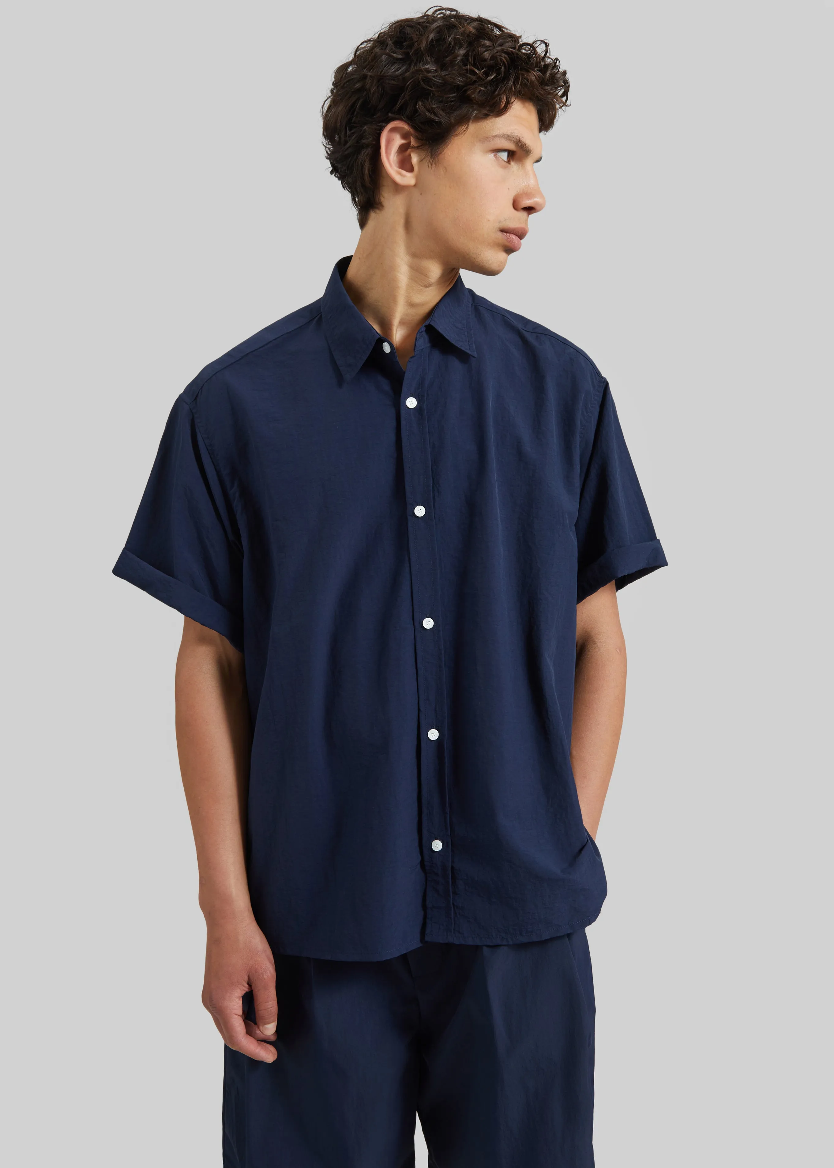 Colhame Adjustable Hem Short Sleeve Shirt - Navy sold by Frankie Shop product image thumbnail 2