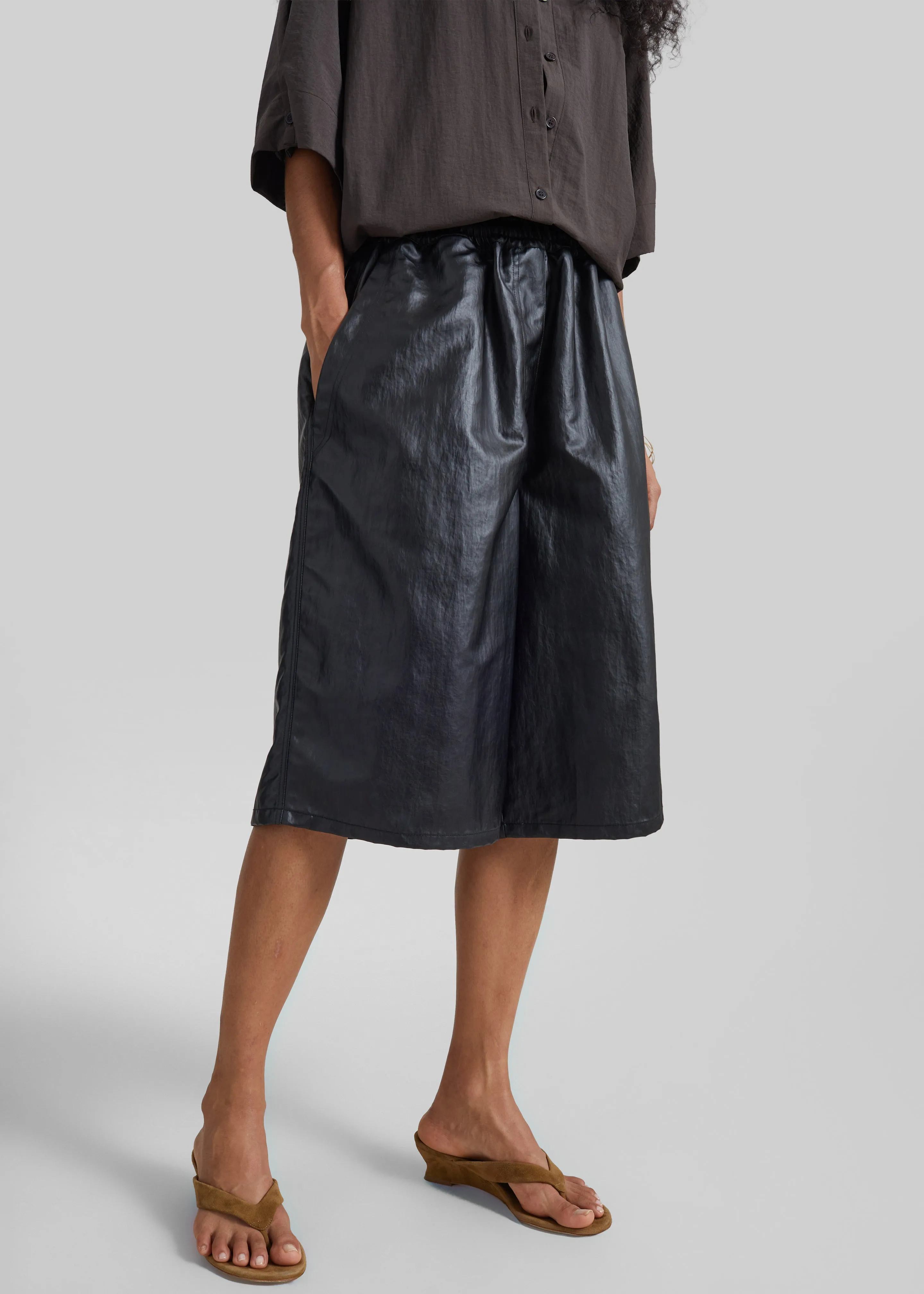 Beslon Leather-Effect Bermuda Shorts - Black sold by Frankie Shop product image thumbnail 2