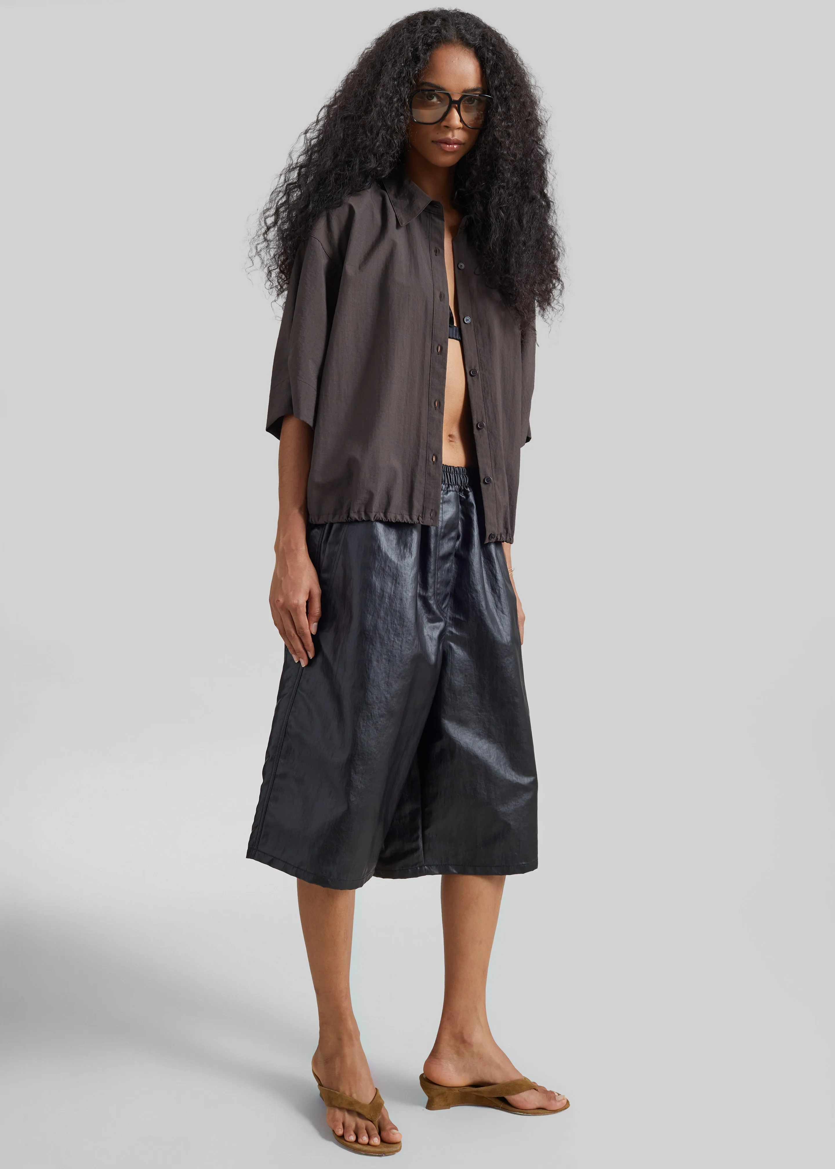 Beslon Leather-Effect Bermuda Shorts - Black sold by Frankie Shop product image thumbnail 4