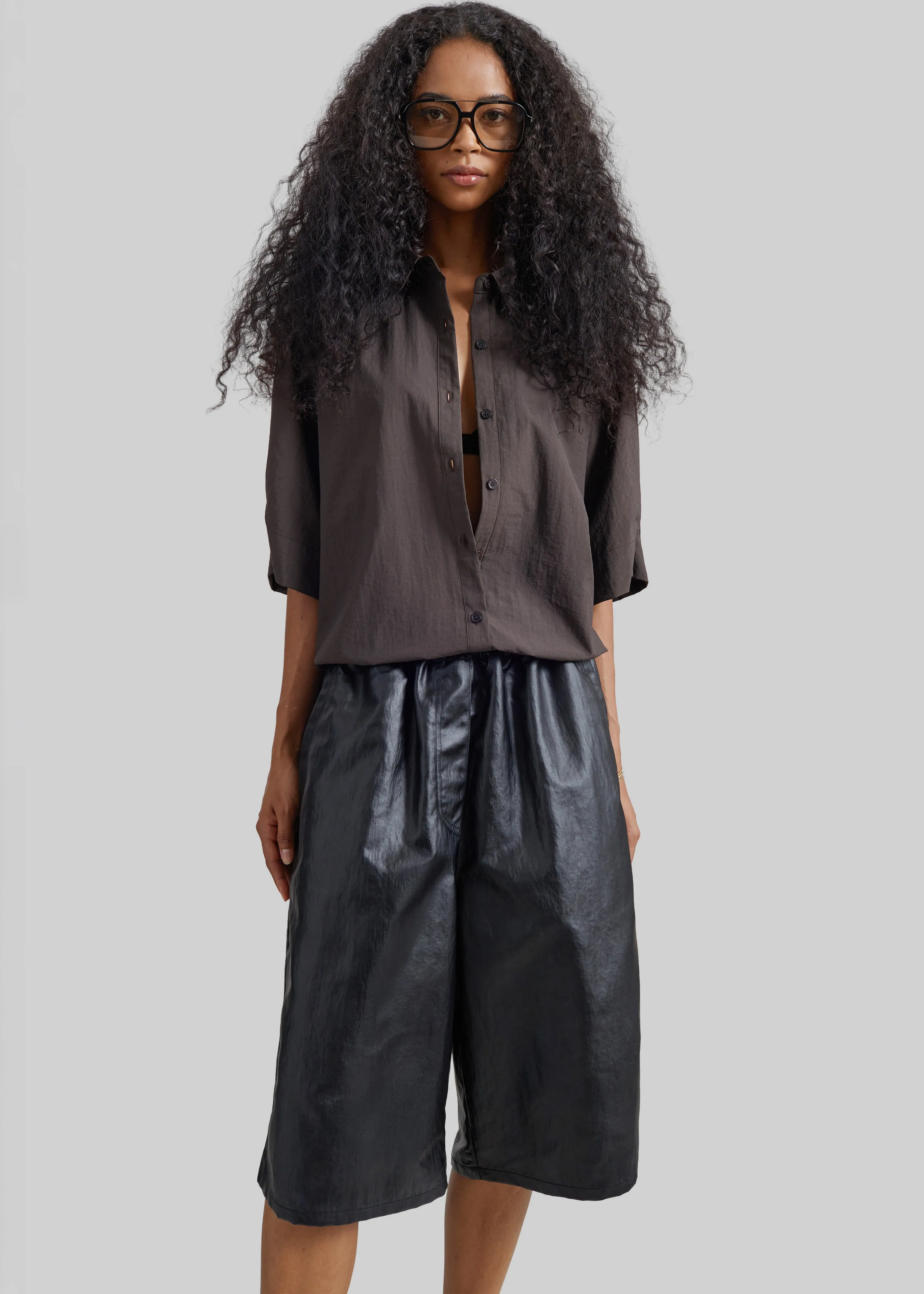 Beslon Leather-Effect Bermuda Shorts - Black sold by Frankie Shop product image thumbnail 3