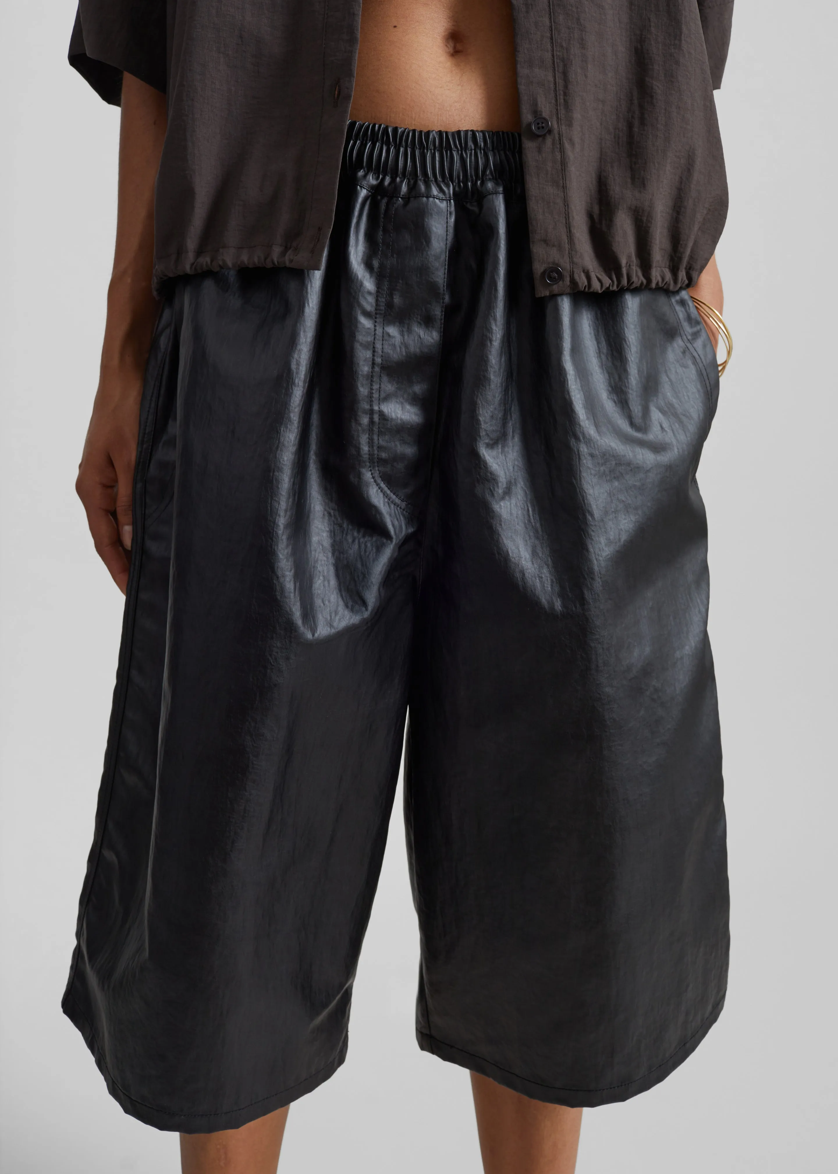 Beslon Leather-Effect Bermuda Shorts - Black sold by Frankie Shop product image thumbnail 5
