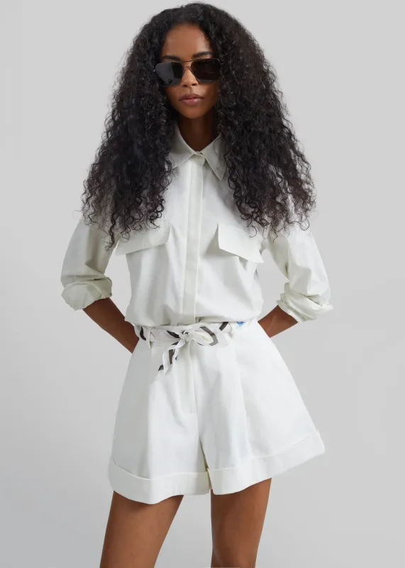 Savoca Cuffed Shorts - Ivory made by Frankie Shop
