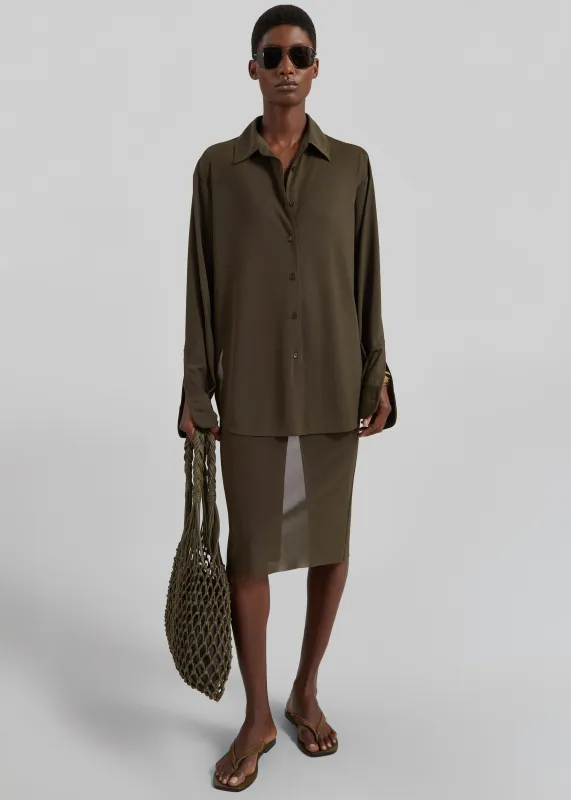 Peri Mesh Fluid Shirt - Khaki made by Frankie Shop