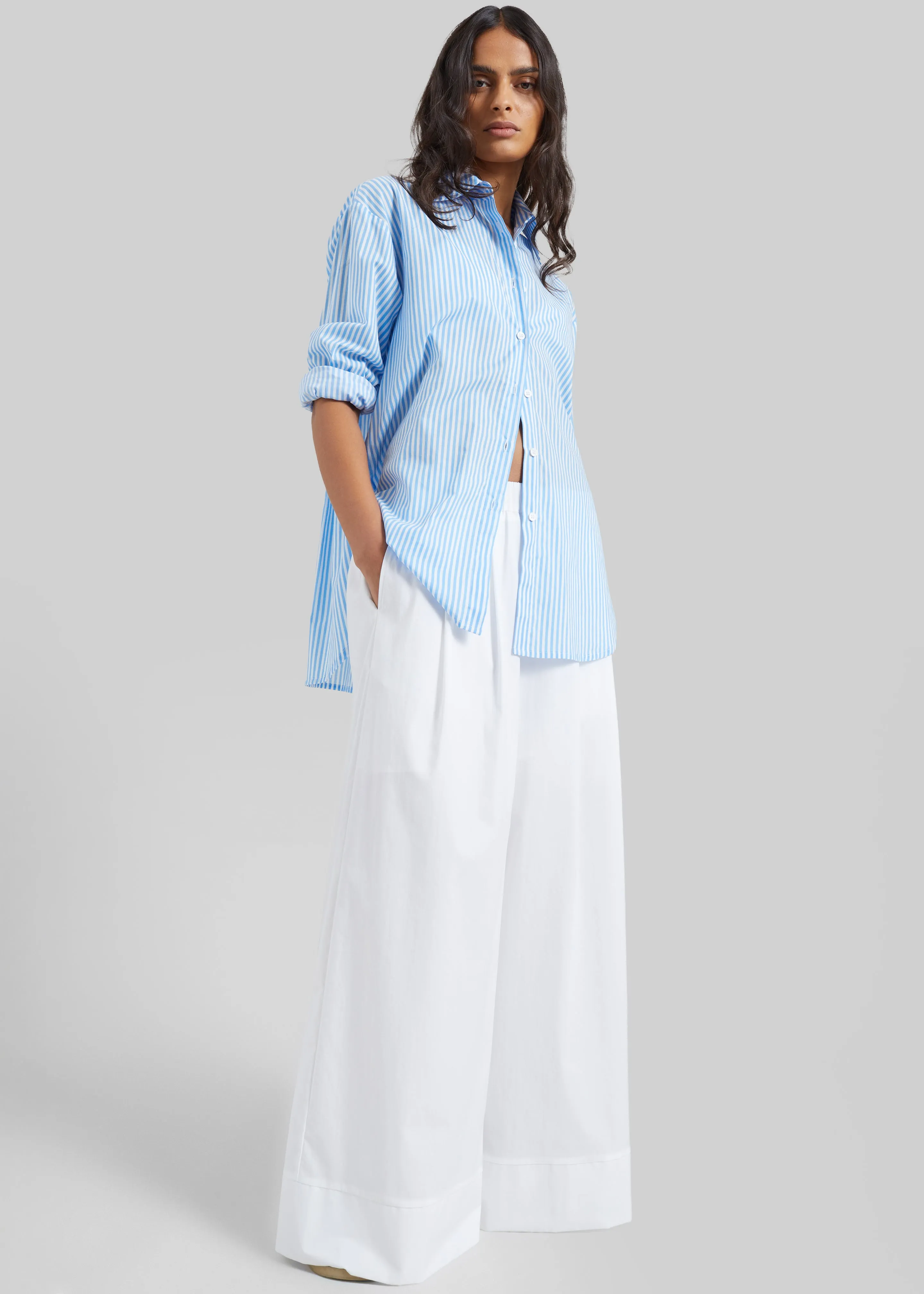 Trivio Poplin Wide Leg Pants - White sold by Frankie Shop