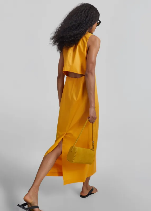 Carinola Poplin Open Back Midi Dress - Orange made by Frankie Shop