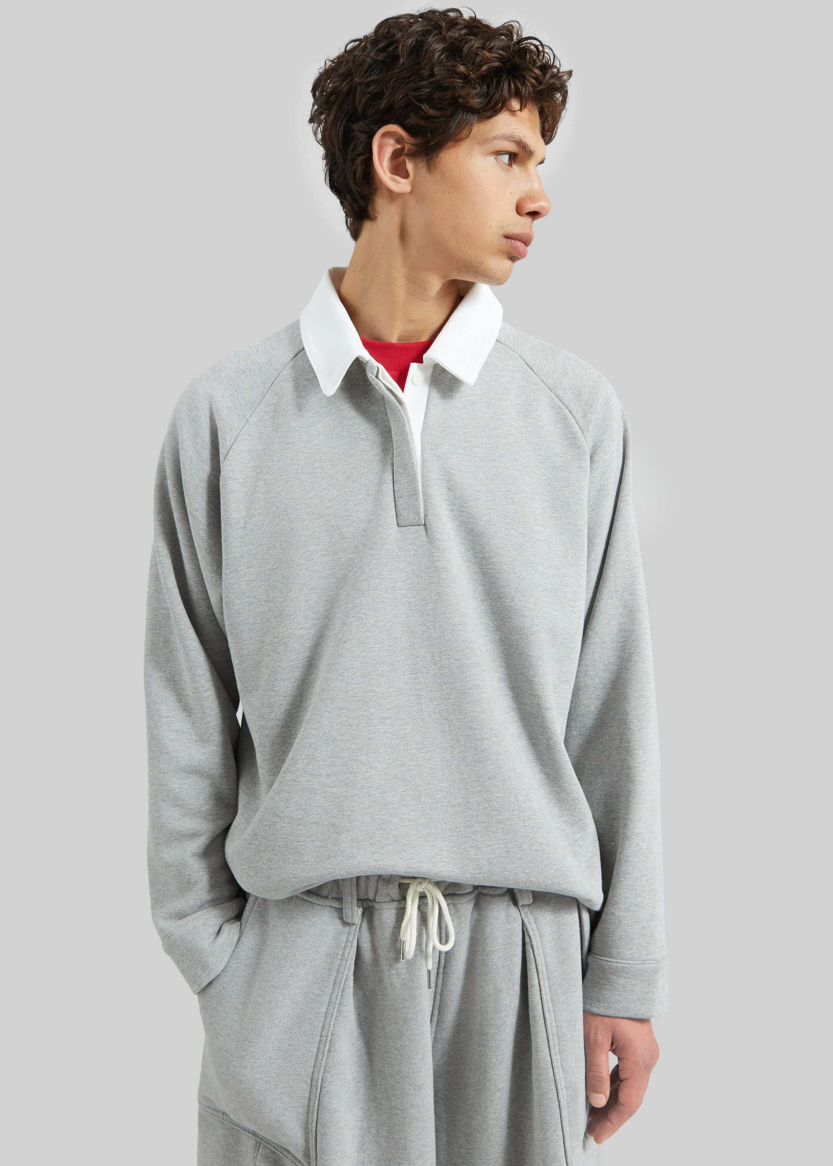 Bruino Contrast Collar Polo Sweatshirt - Light Grey sold by Frankie Shop product image thumbnail 4