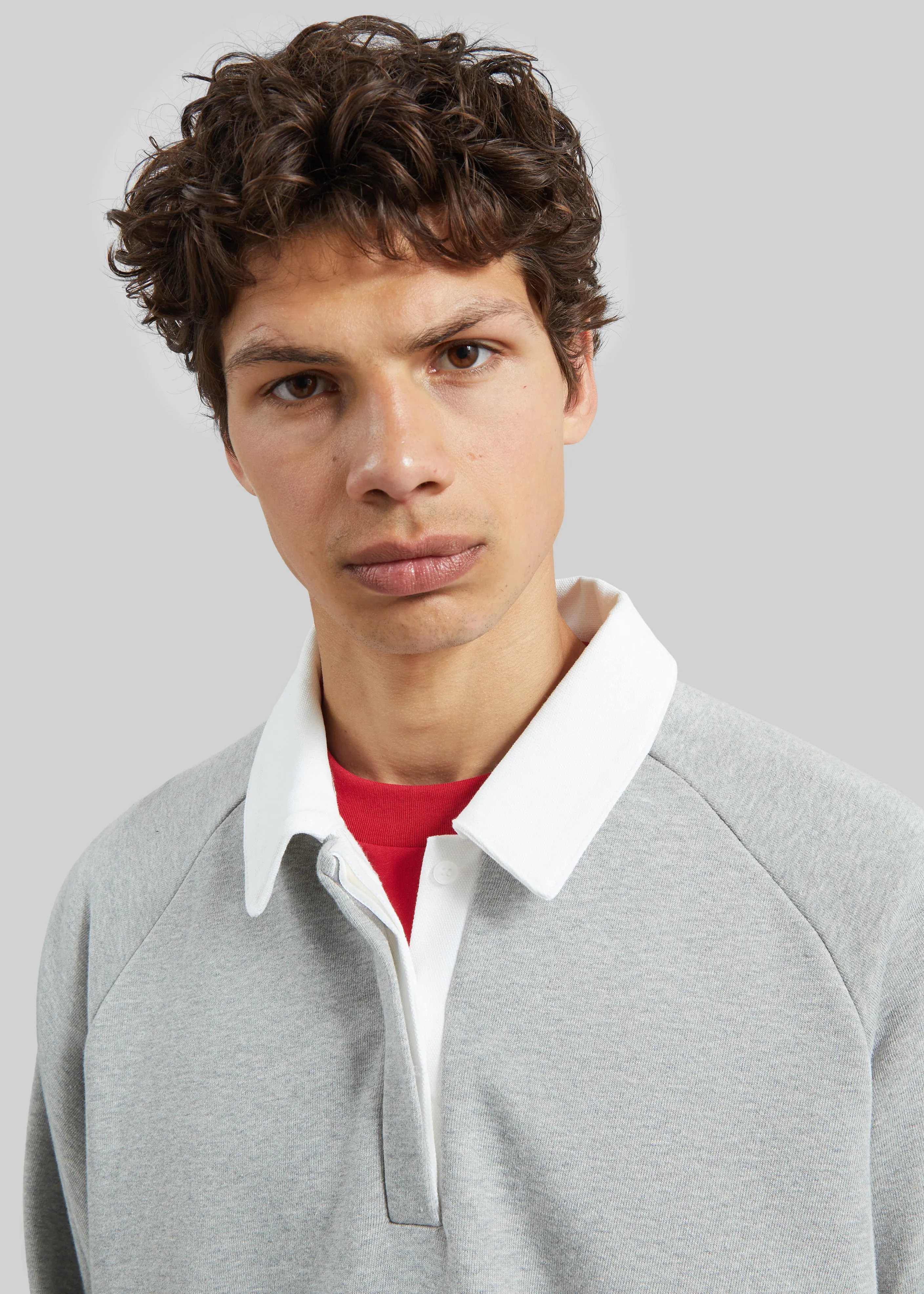 Bruino Contrast Collar Polo Sweatshirt - Light Grey sold by Frankie Shop product image thumbnail 3