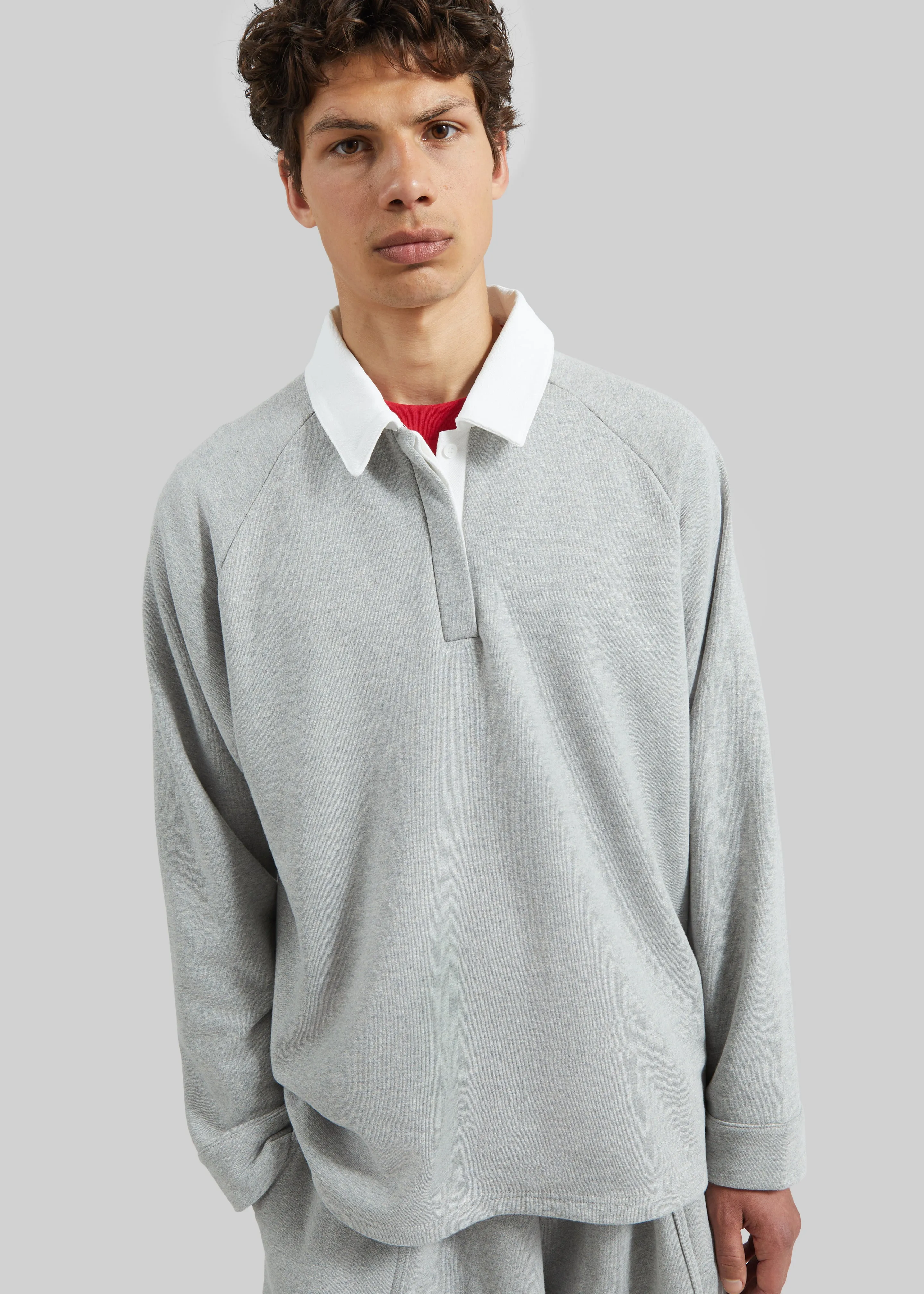 Bruino Contrast Collar Polo Sweatshirt - Light Grey sold by Frankie Shop product image thumbnail 2