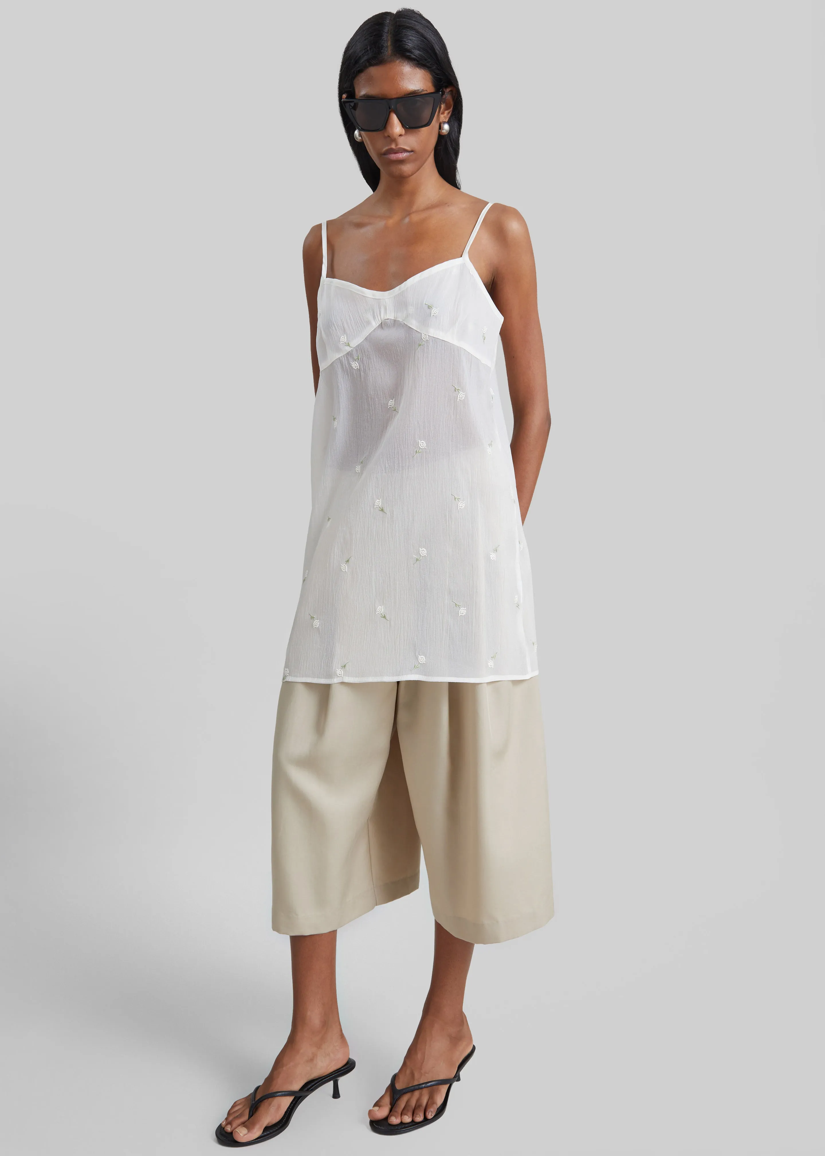 Walina Sheer Embroidered Slip Dress - Ivory sold by Frankie Shop