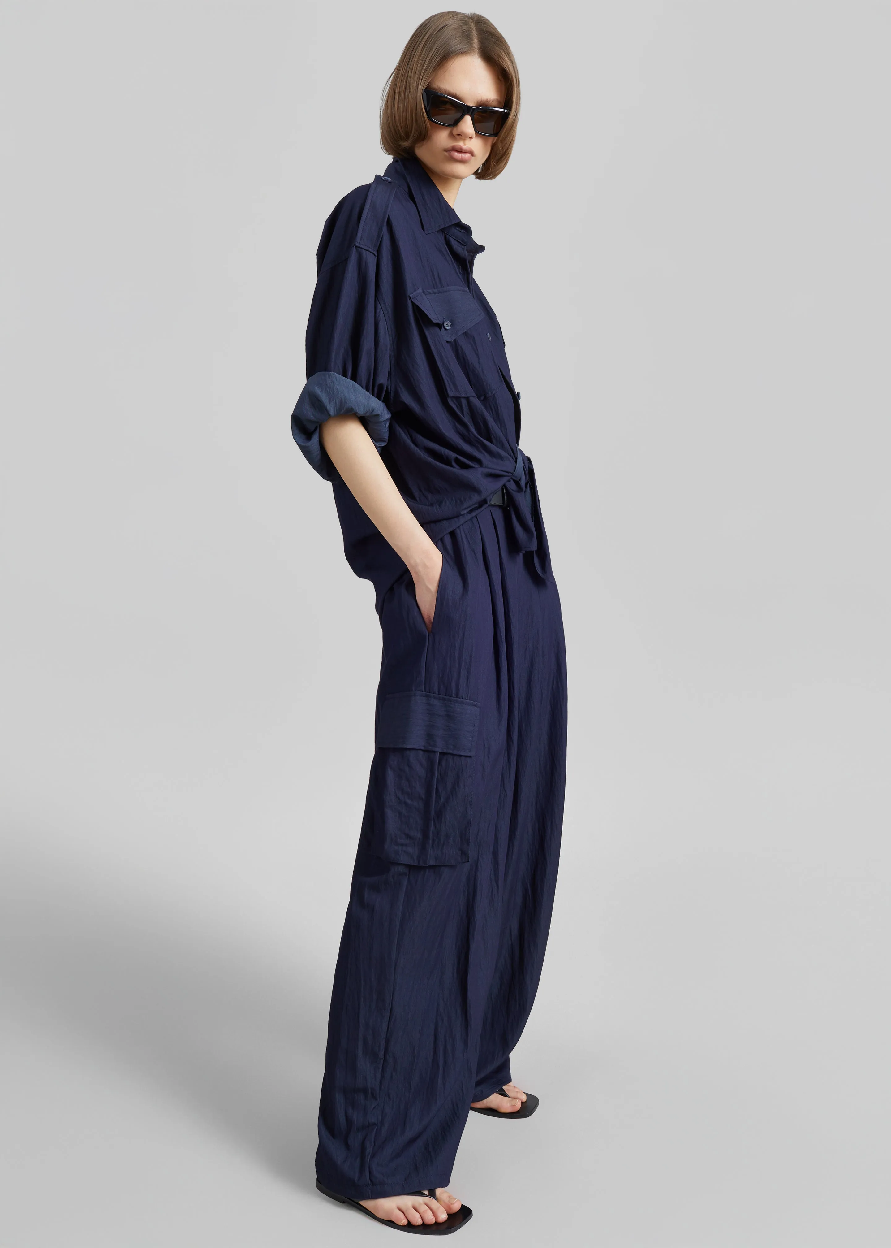 Trevi Textured Cargo Pants - Navy sold by Frankie Shop product image thumbnail 3