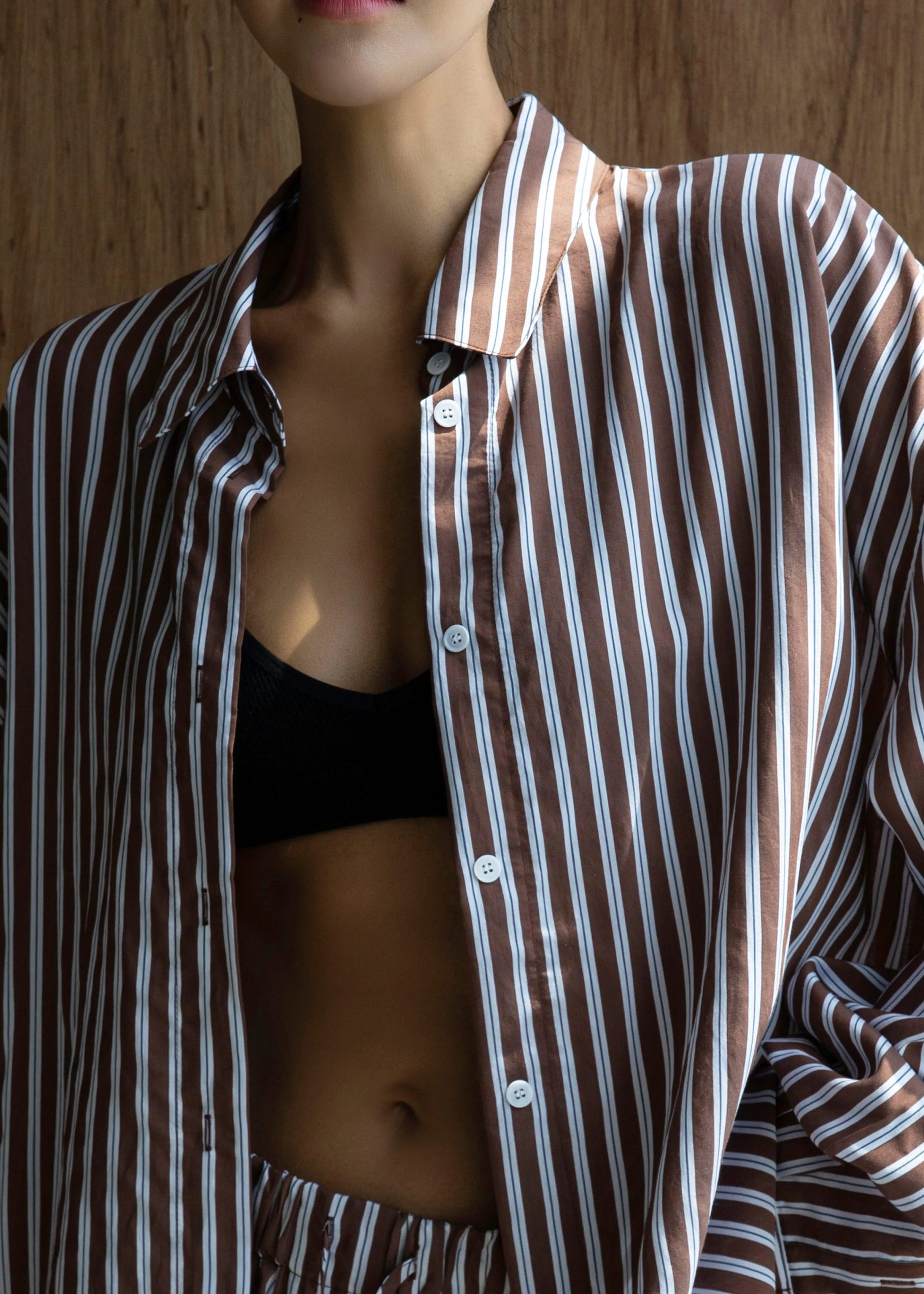 Toscane Oversized Shirt - Brown/White Stripe sold by Frankie Shop product image thumbnail 2