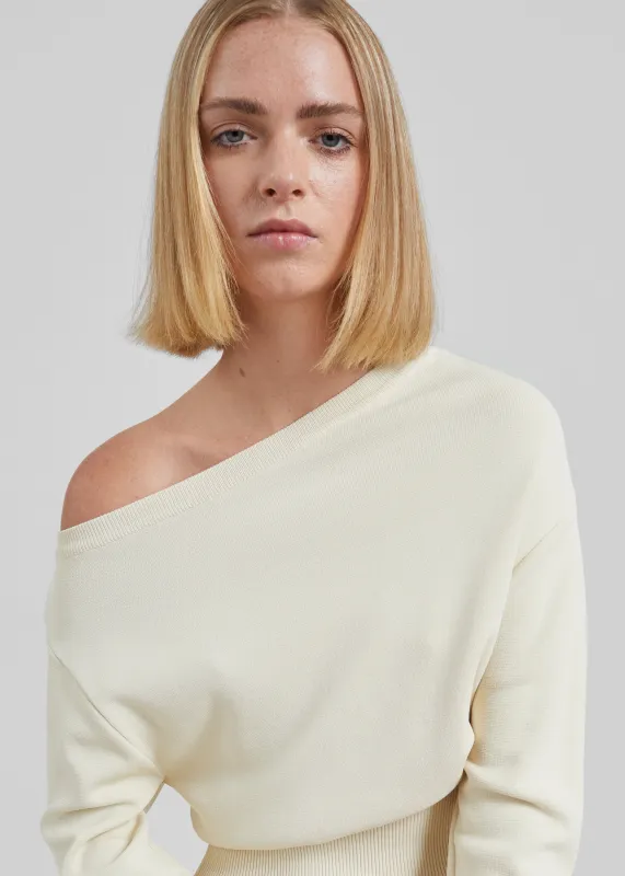Lessay Asymmetric Knit Pullover - Cream made by Frankie Shop