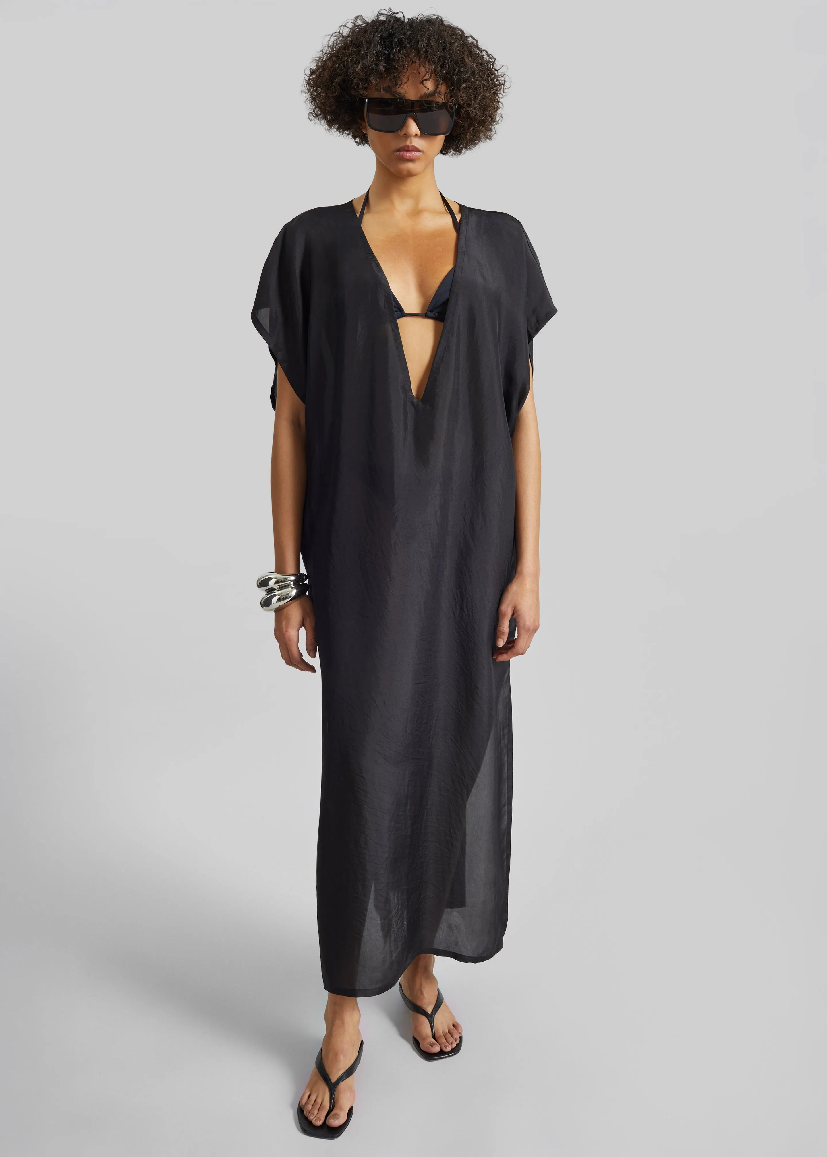 Ostuni Sheer Fluid Kaftan Dress - Black sold by Frankie Shop product image thumbnail 2