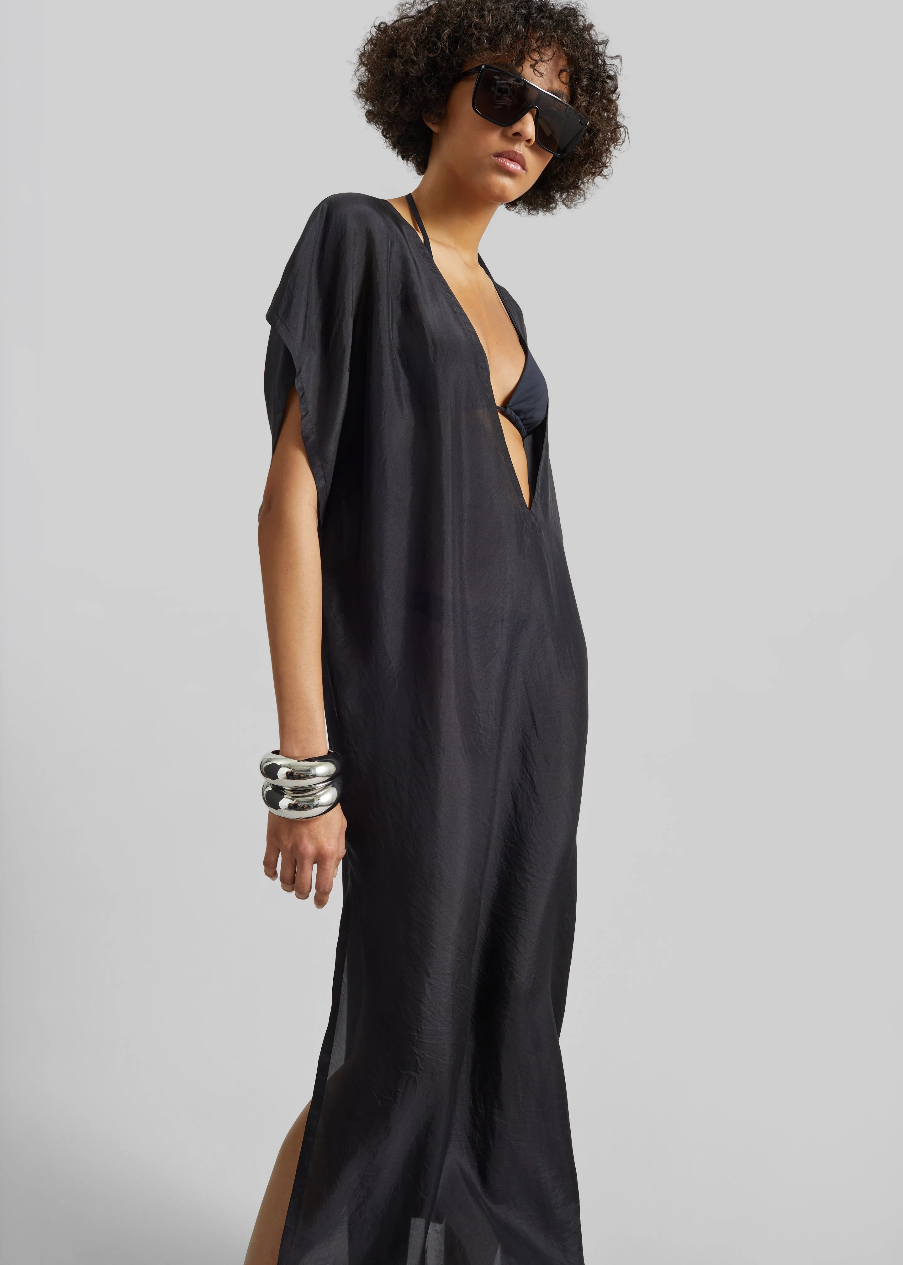 Ostuni Sheer Fluid Kaftan Dress - Black sold by Frankie Shop product image thumbnail 4