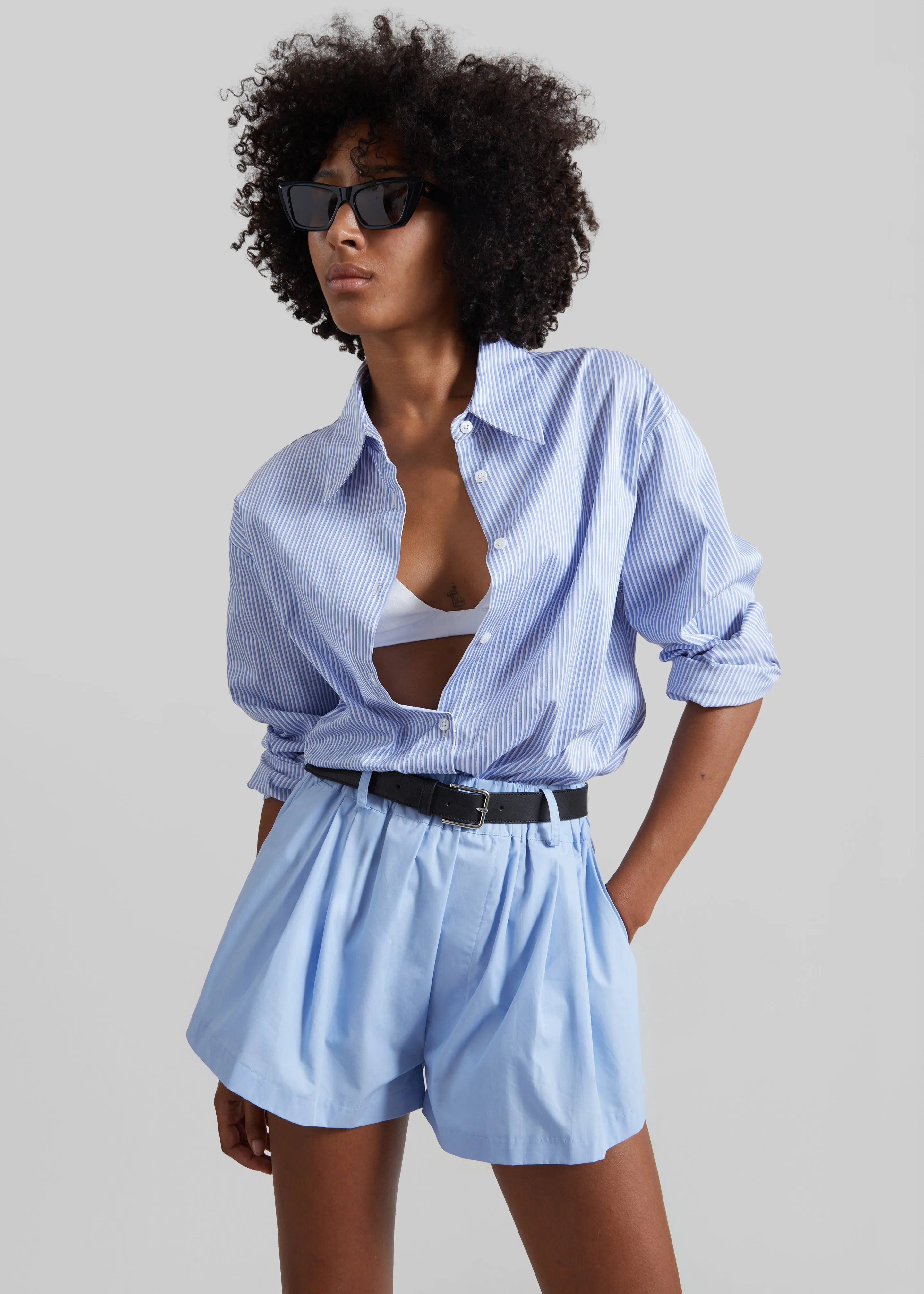 Castalia Cotton Gathered Shorts - Sky Blue sold by Frankie Shop product image thumbnail 5