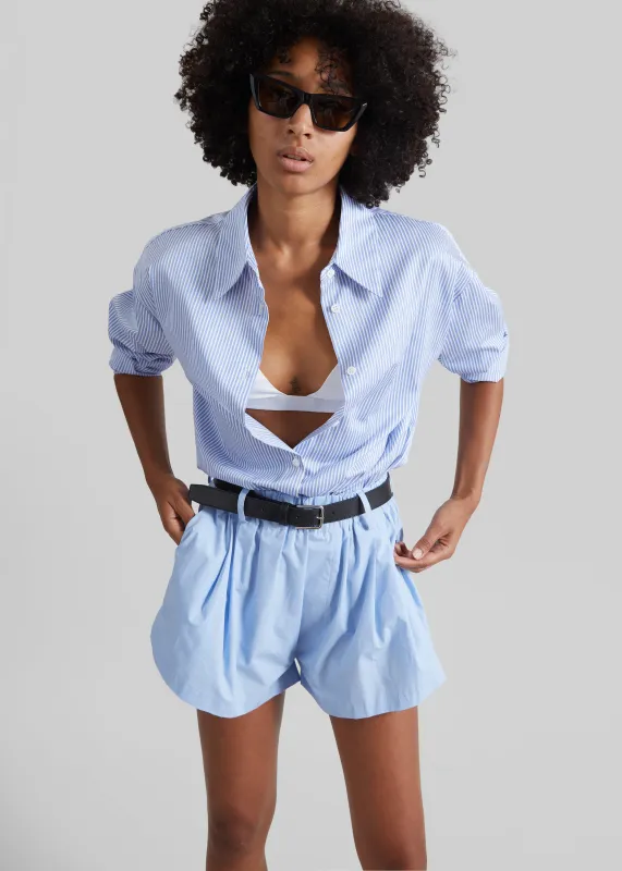 Castalia Cotton Gathered Shorts - Sky Blue made by Frankie Shop