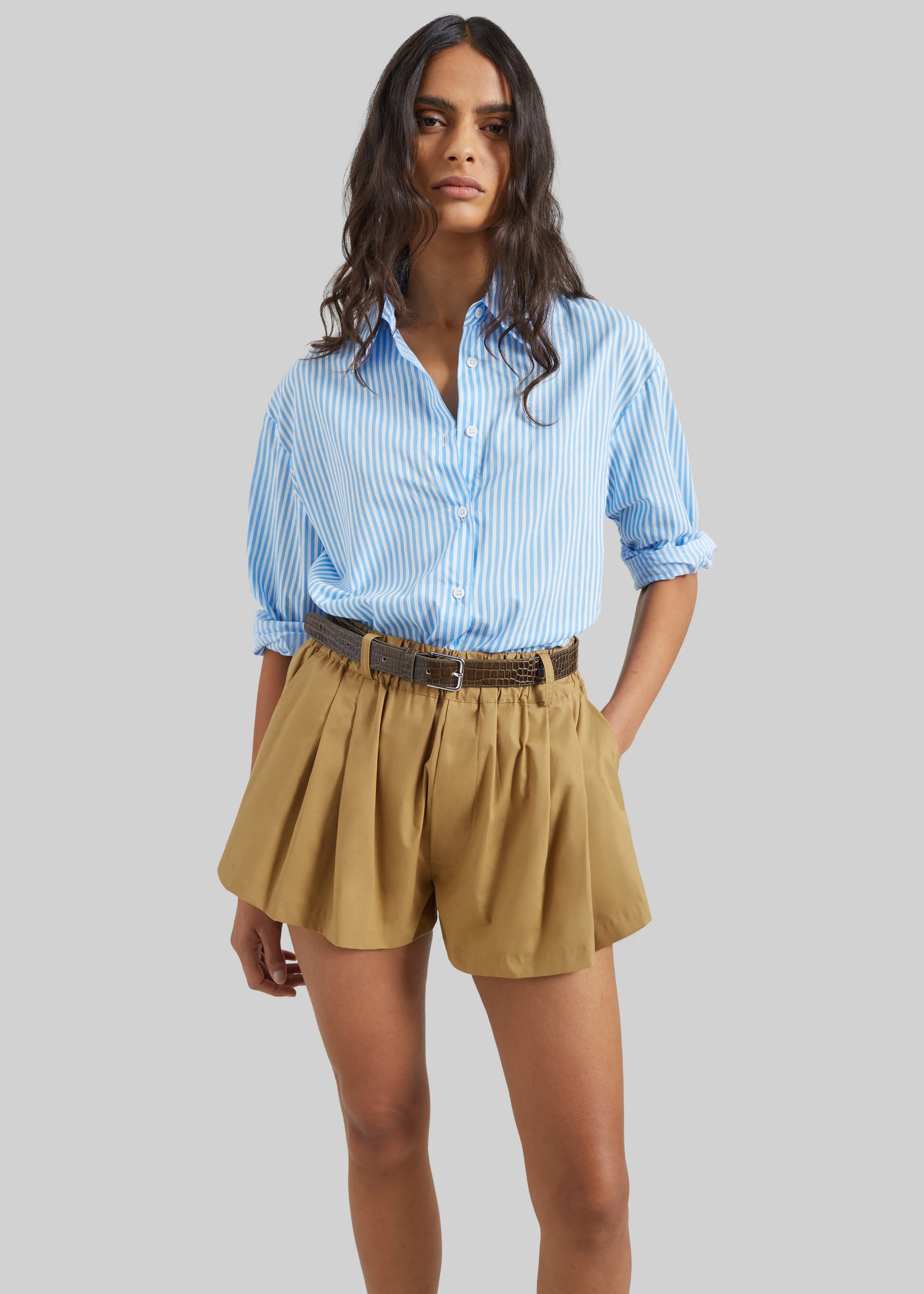 Castalia Cotton Gathered Shorts - Camel sold by Frankie Shop product image thumbnail 4