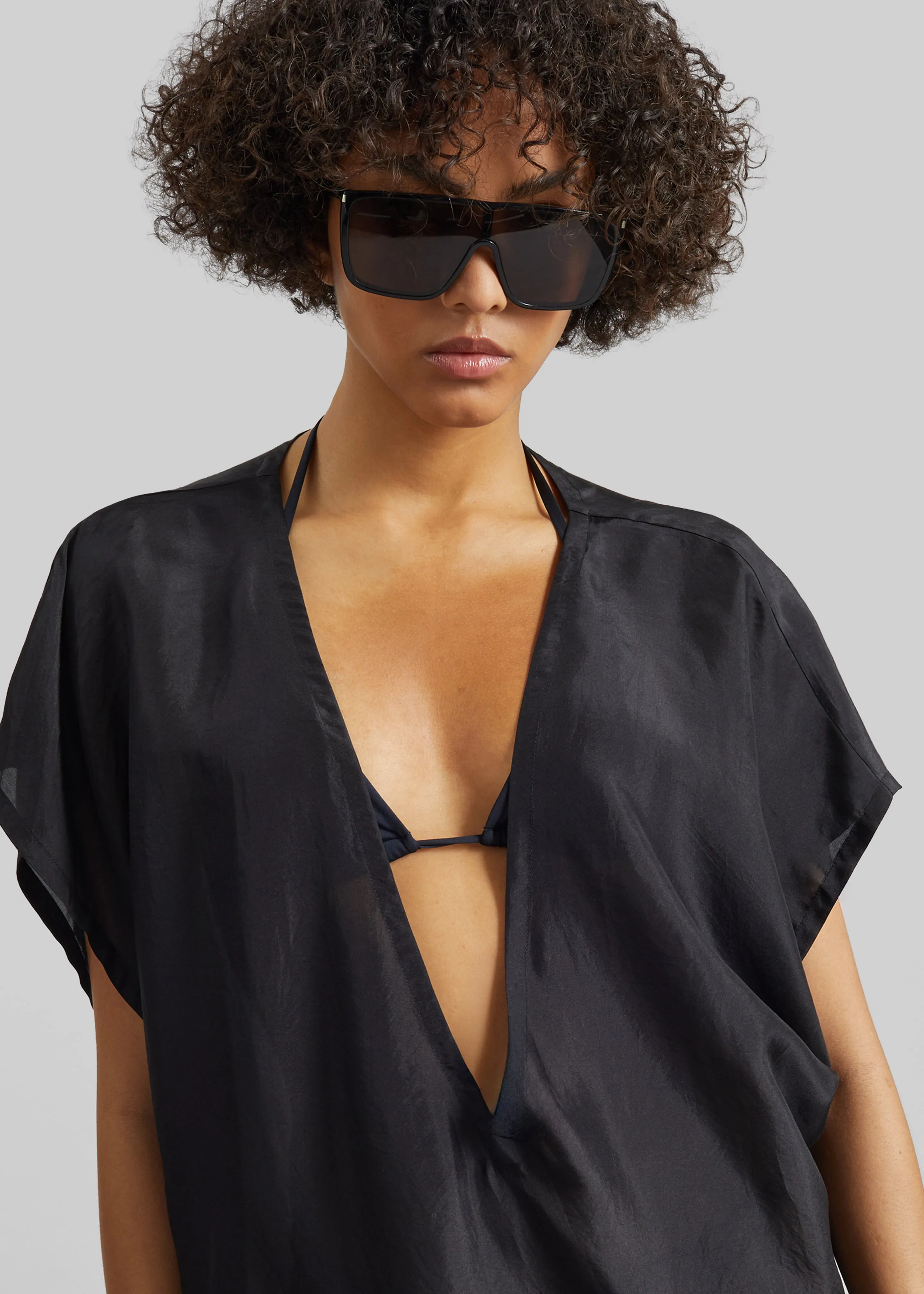 Ostuni Sheer Silk Kaftan Dress - Black sold by Frankie Shop product image thumbnail 3