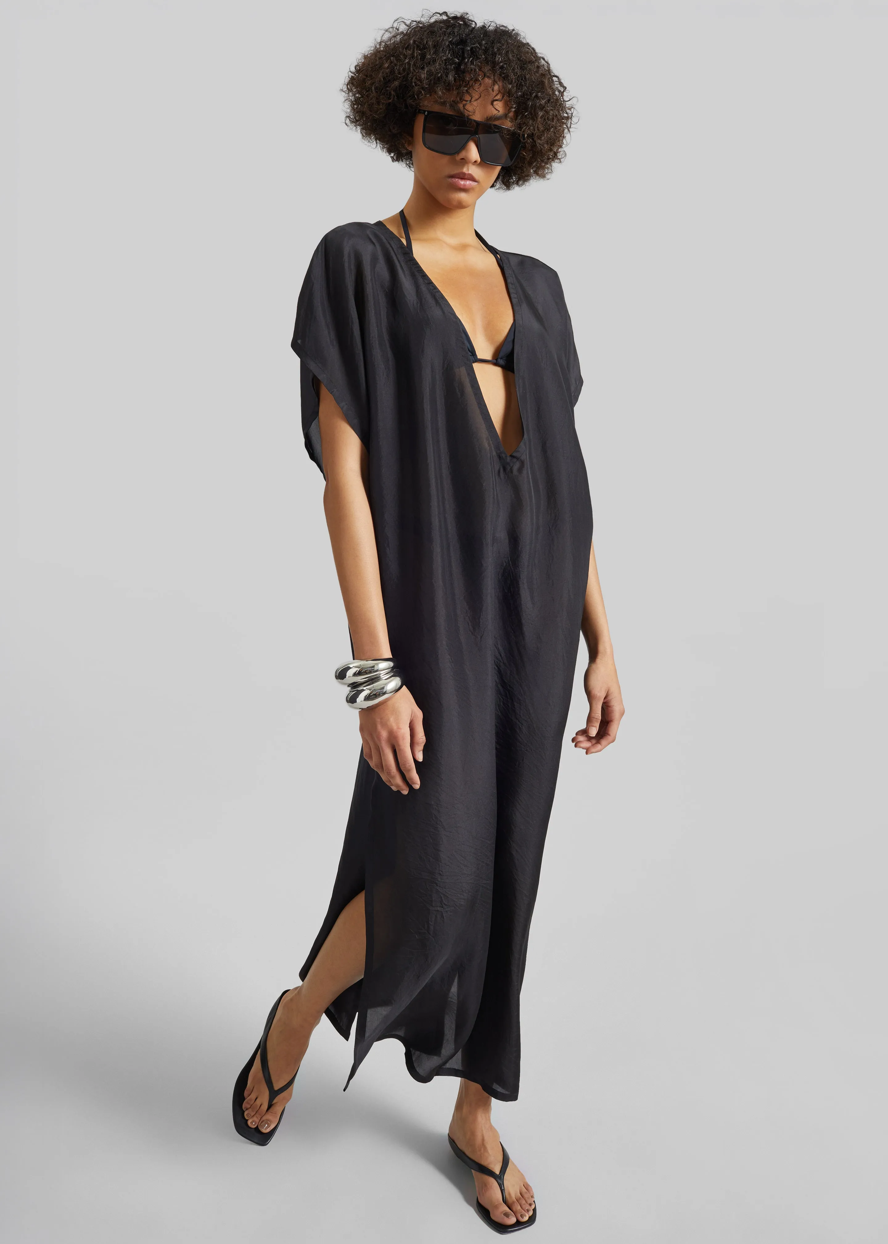 Ostuni Sheer Silk Kaftan Dress - Black sold by Frankie Shop product image thumbnail 5