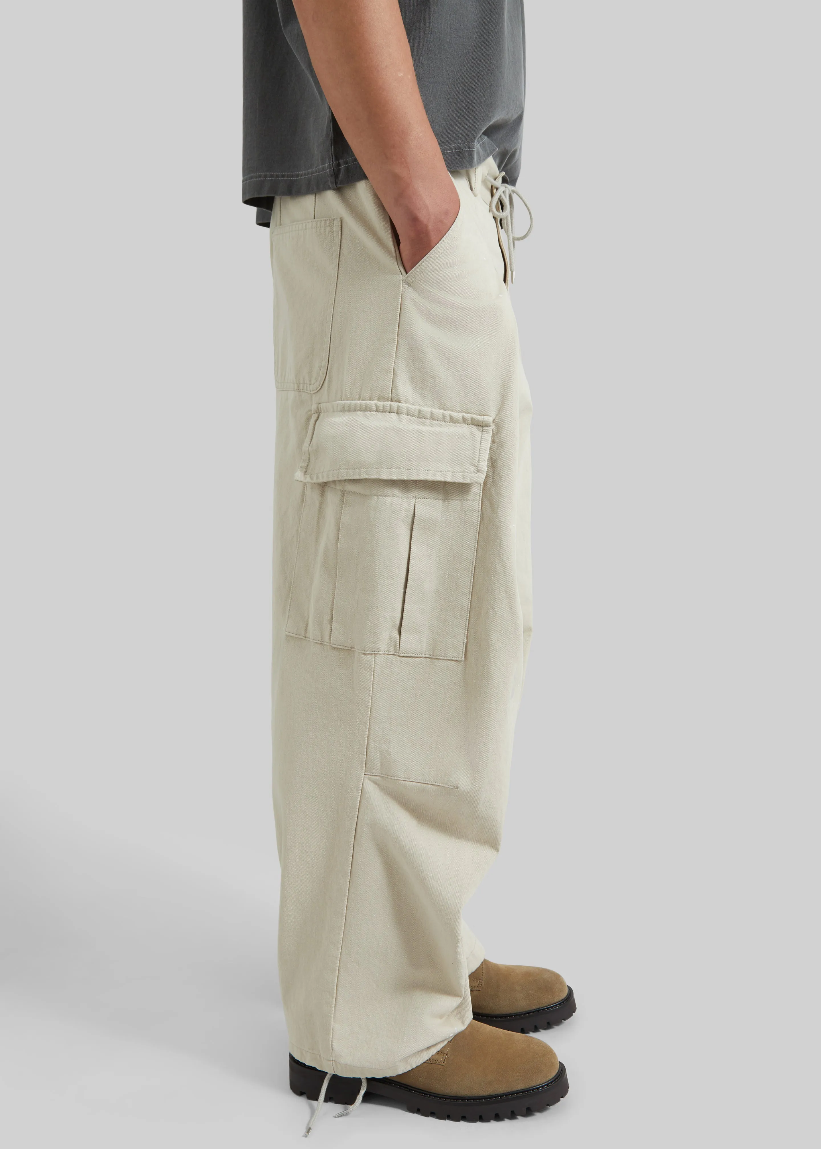 Robion Drawstring Cargo Pants - Beige sold by Frankie Shop