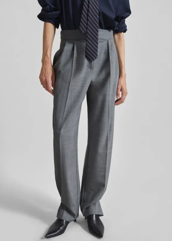 Doyer Pleated Trousers - Light Grey made by Frankie Shop