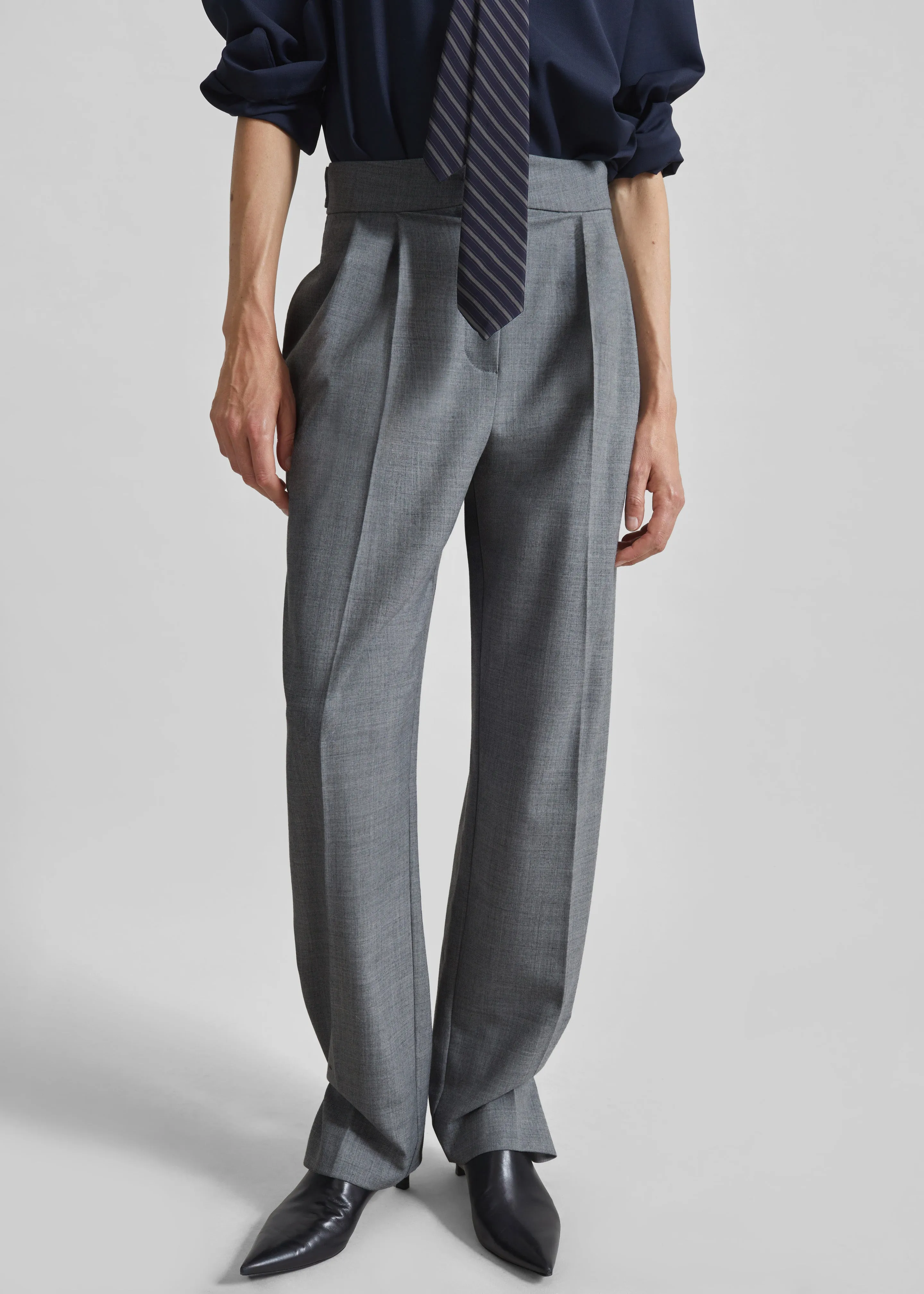 Doyer Pleated Trousers - Light Grey sold by Frankie Shop