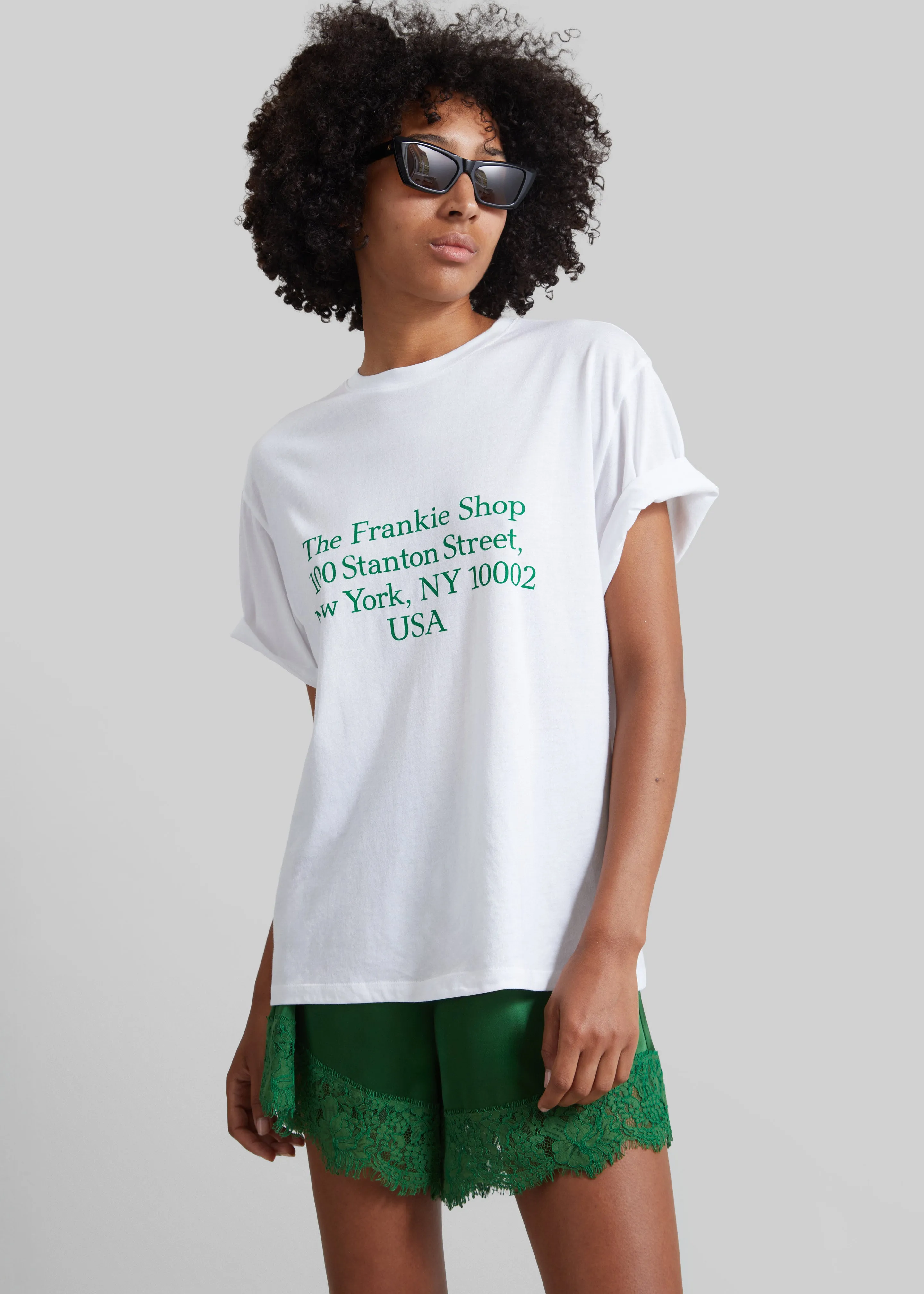 Albesa Satin Lace Trim Shorts - Kelly Green sold by Frankie Shop product image thumbnail 5