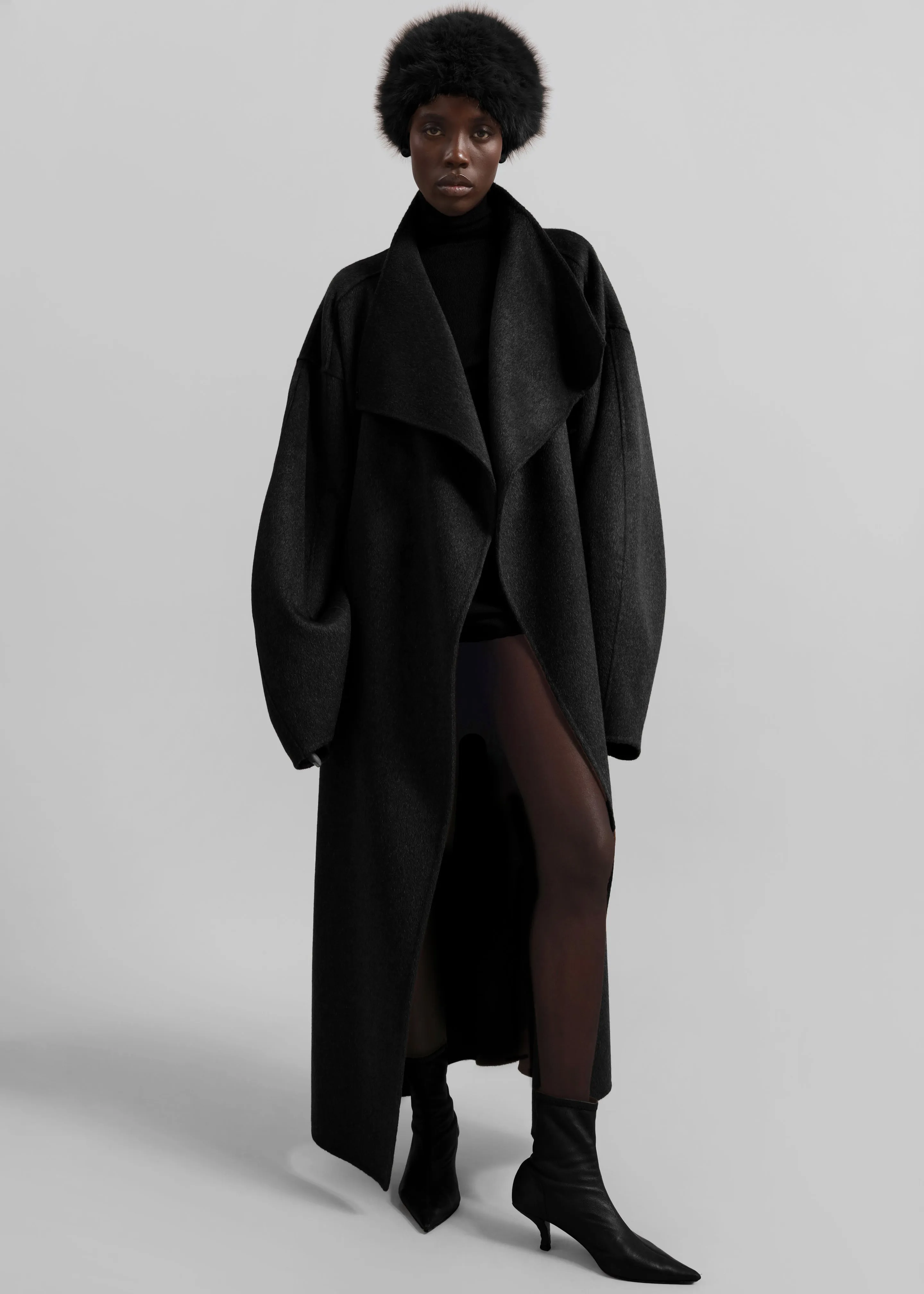 Leroy Funnel Neck Wool Coat - Black sold by Frankie Shop product image thumbnail 4