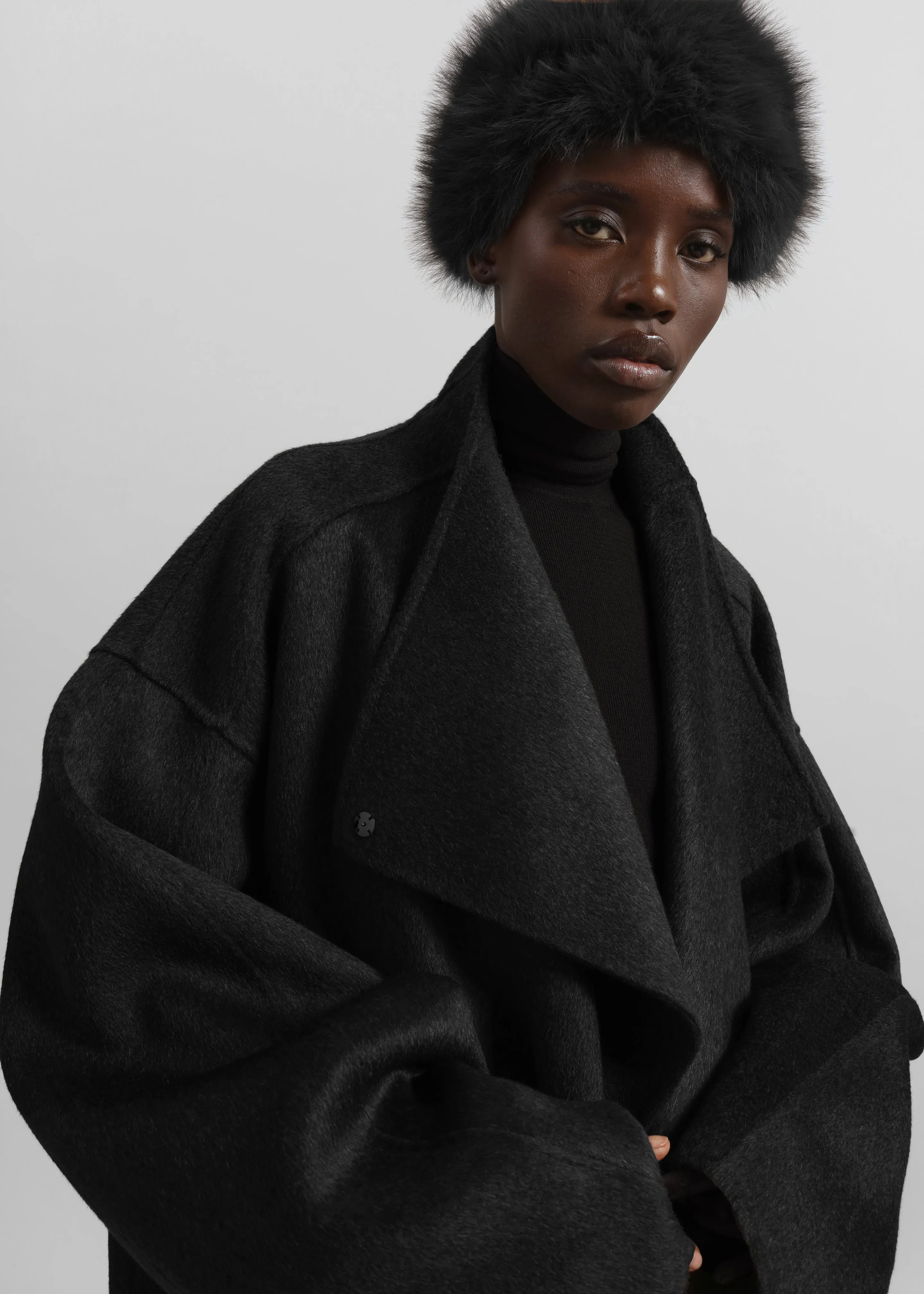 Leroy Funnel Neck Wool Coat - Black sold by Frankie Shop product image thumbnail 3