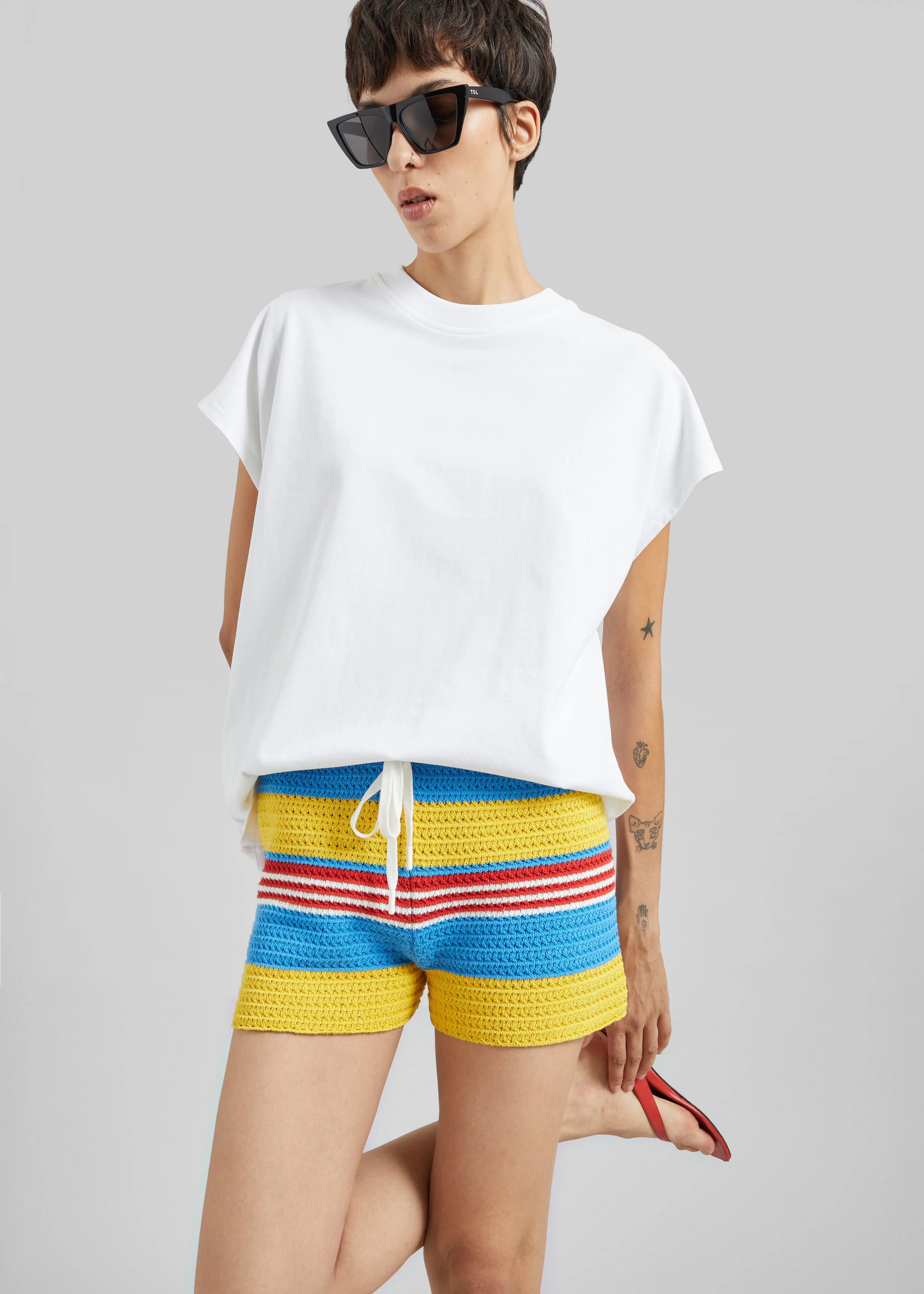 Posse Tammy Shorts - Blue Multistripe sold by Frankie Shop