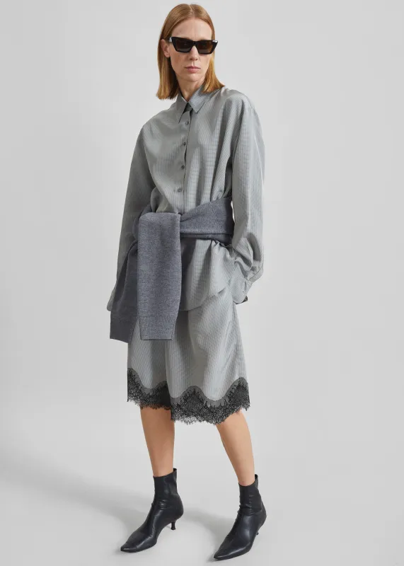 Baxter Lace Bermuda Shorts - Checked Grey made by Frankie Shop