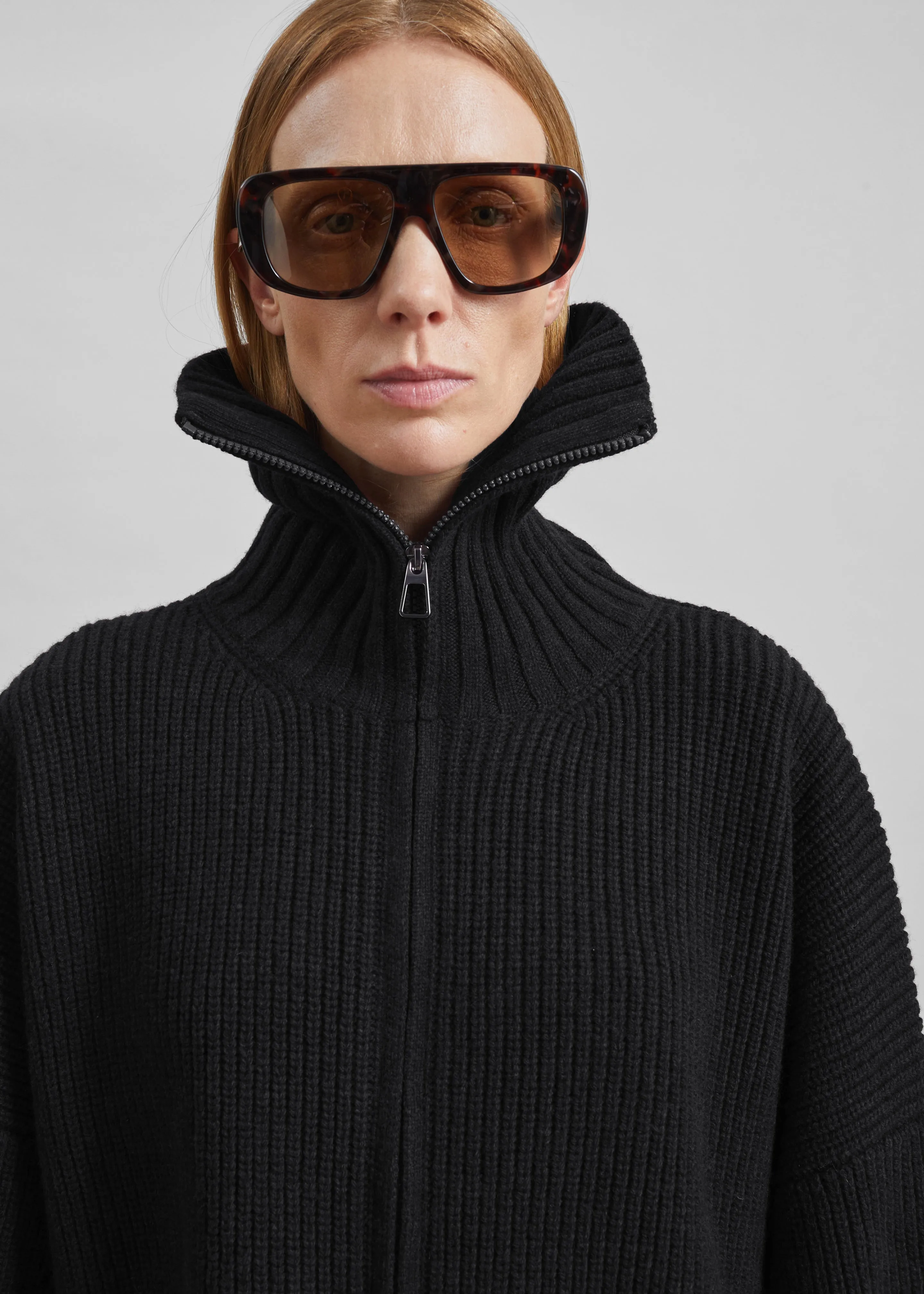 Veda Oversized Zip-Up Cardigan - Black sold by Frankie Shop product image thumbnail 2