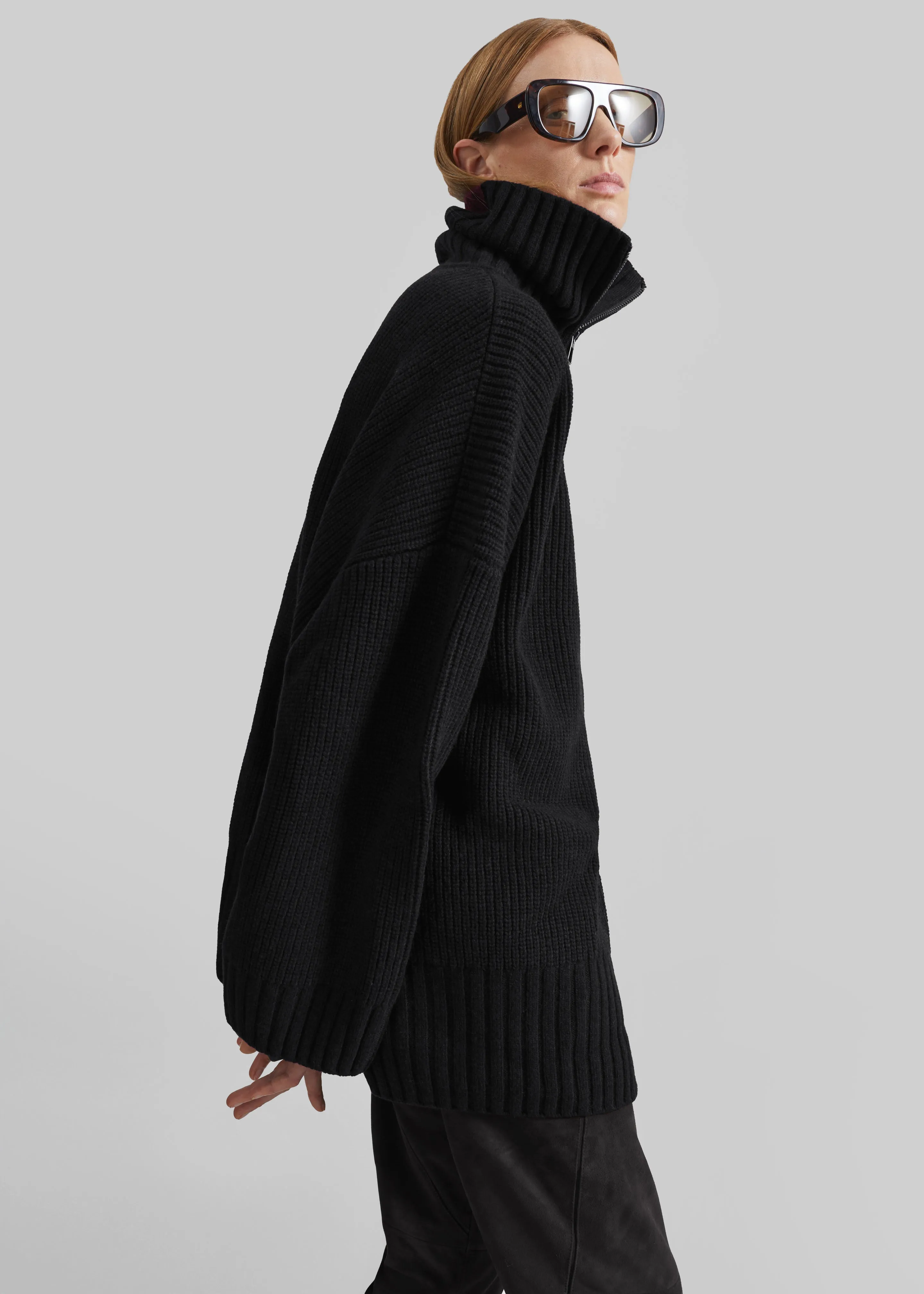 Veda Oversized Zip-Up Cardigan - Black sold by Frankie Shop product image thumbnail 5