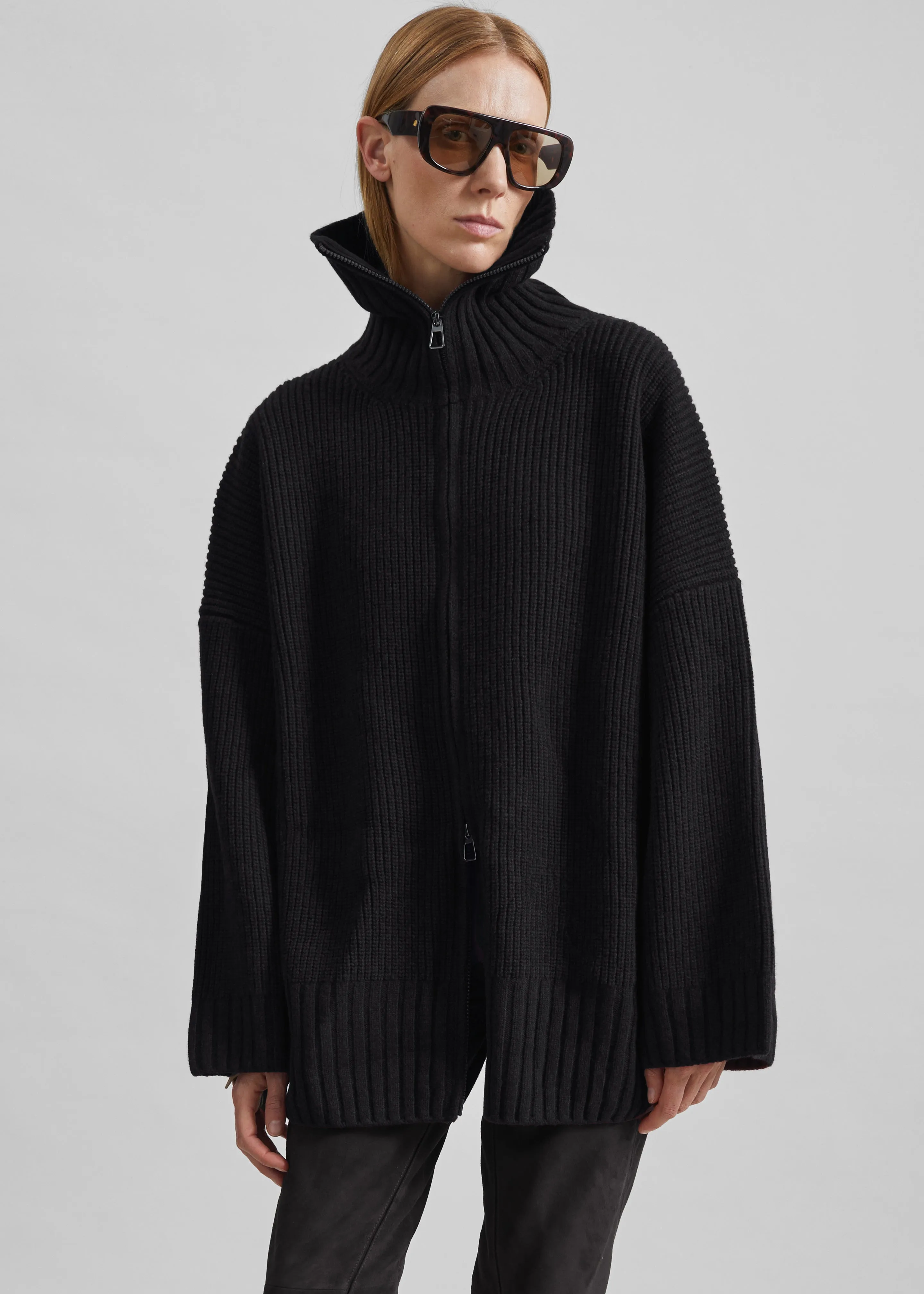 Veda Oversized Zip-Up Cardigan - Black sold by Frankie Shop product image thumbnail 4