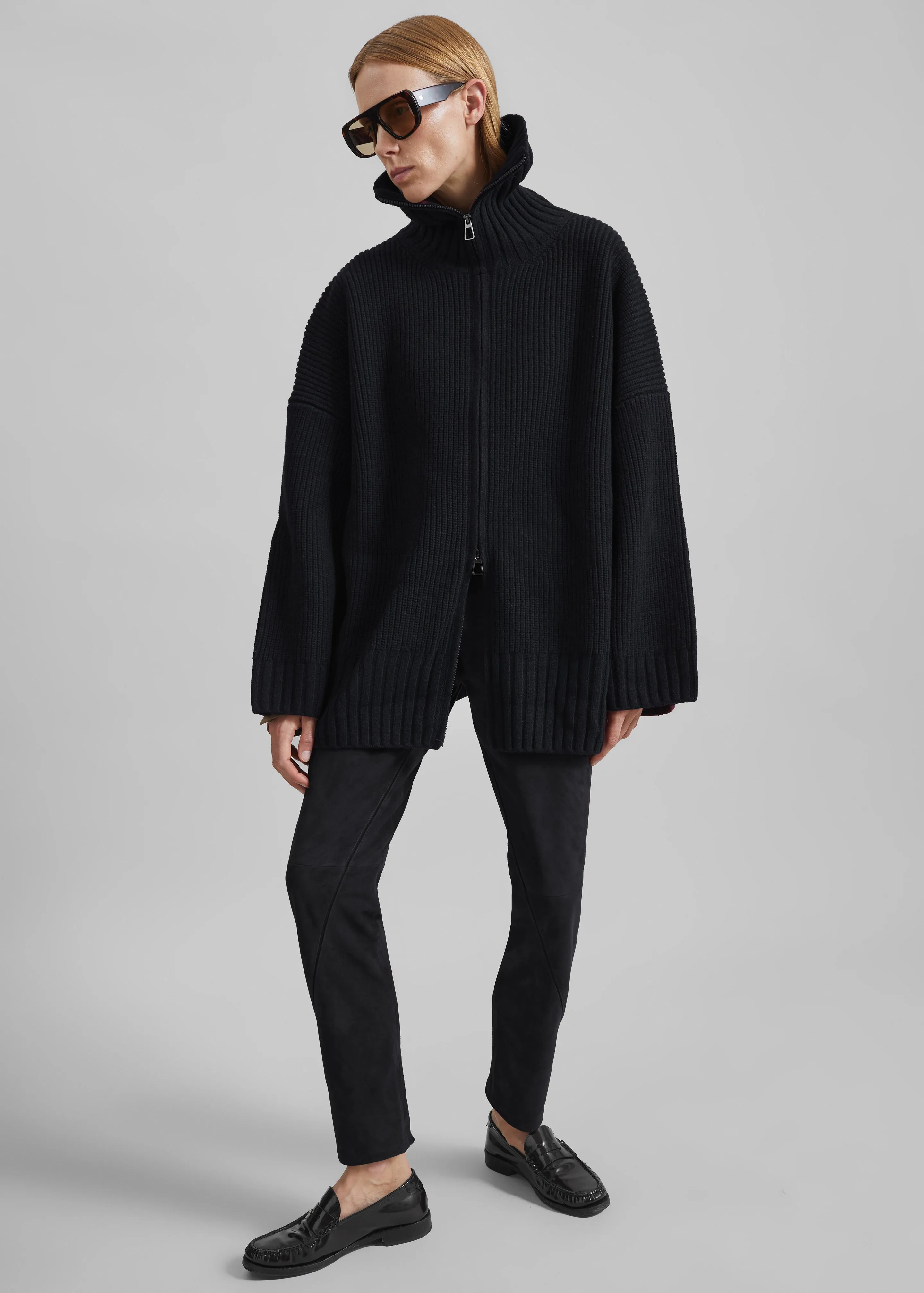 Veda Oversized Zip-Up Cardigan - Black sold by Frankie Shop product image thumbnail 3