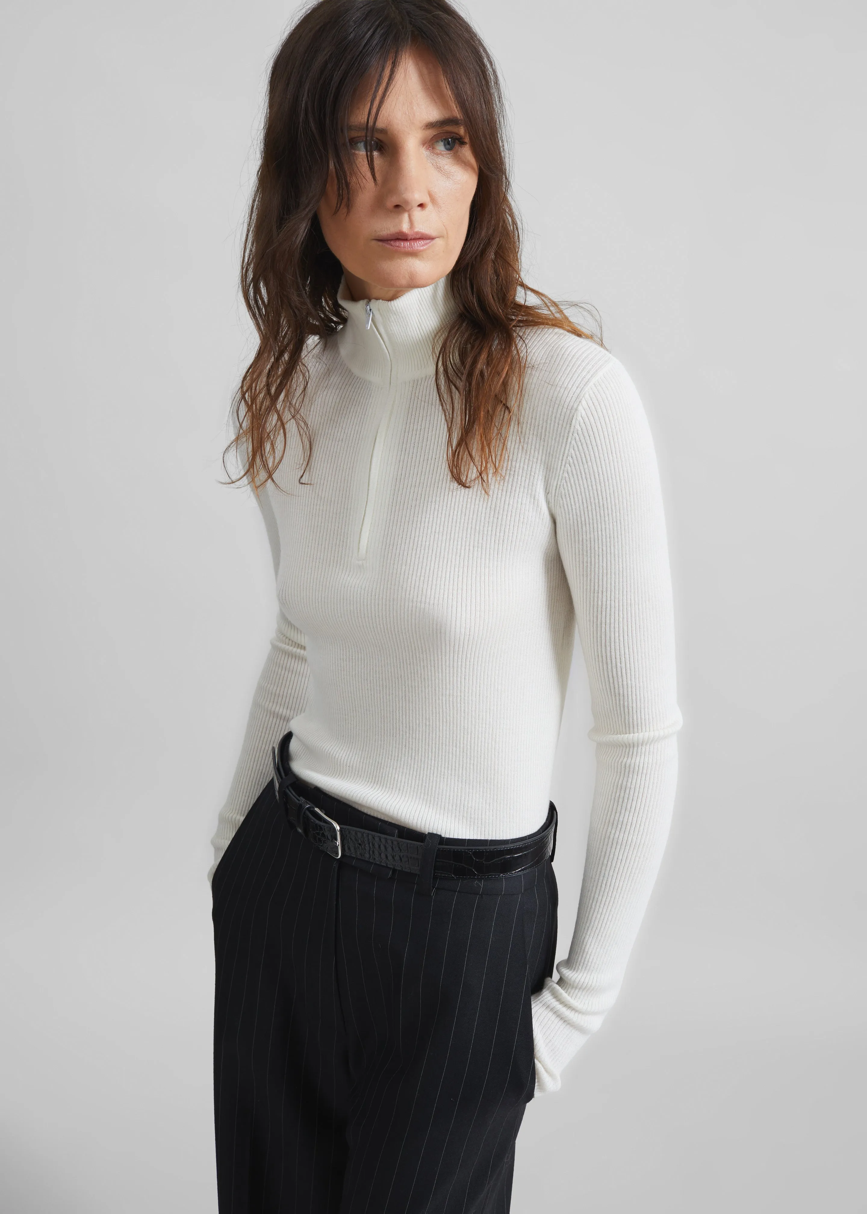 Sade Knit Zip Sweater - White sold by Frankie Shop product image thumbnail 4