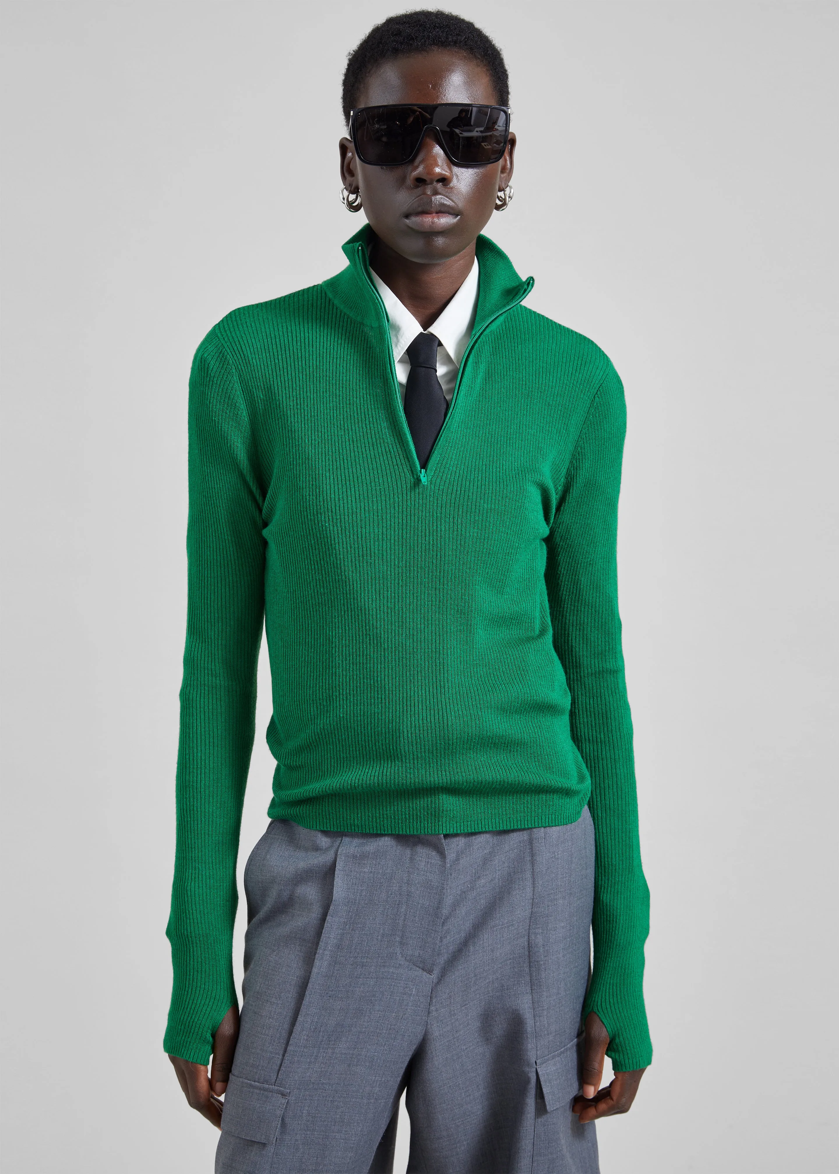 Sade Knit Zip Sweater - Green sold by Frankie Shop product image thumbnail 2