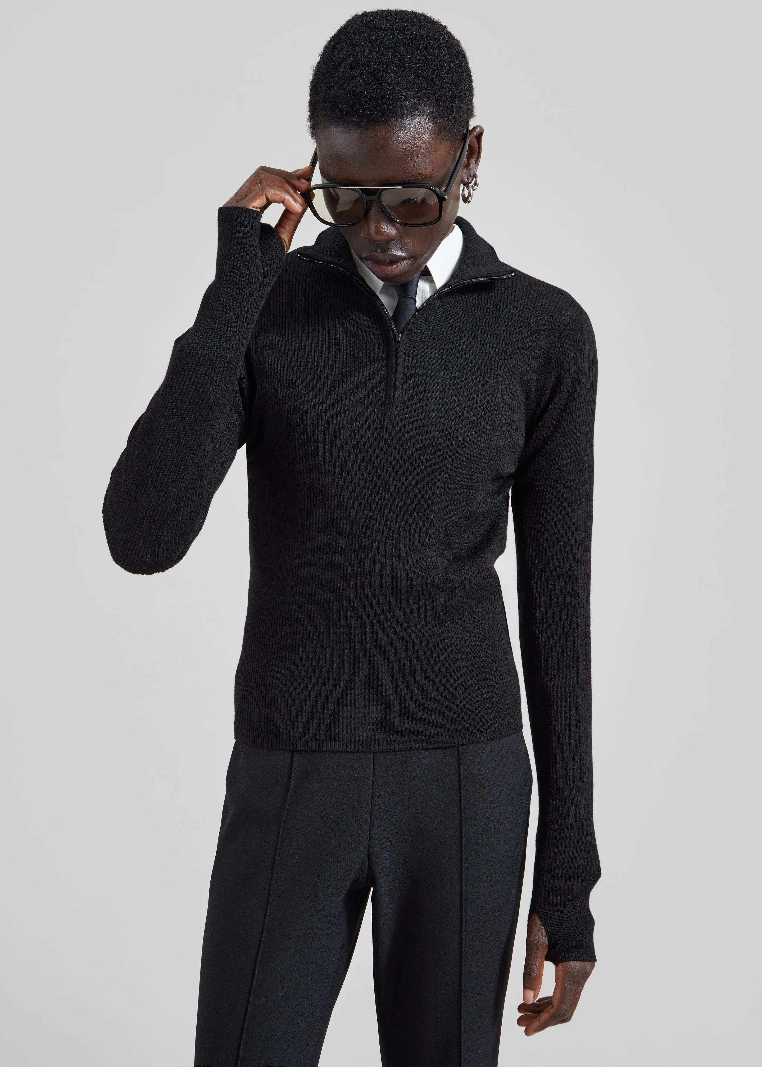Sade Knit Zip Sweater - Black sold by Frankie Shop product image thumbnail 2