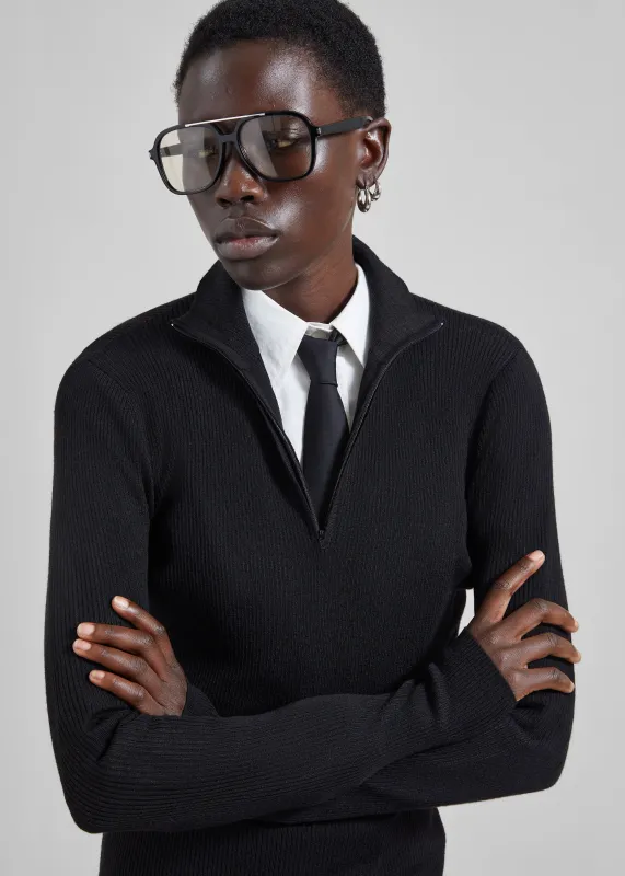 Sade Knit Zip Sweater - Black made by Frankie Shop