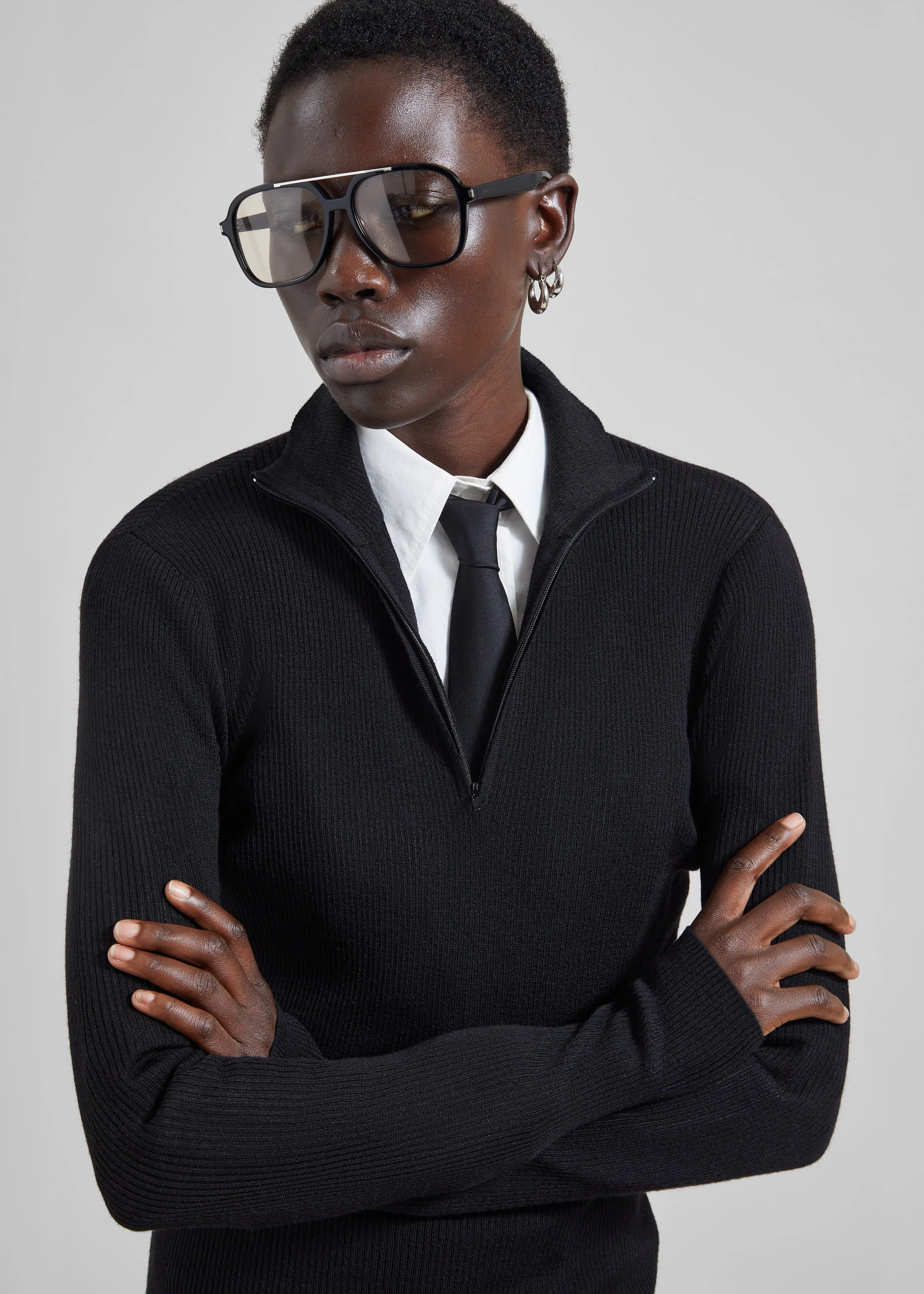 Sade Knit Zip Sweater - Black sold by Frankie Shop