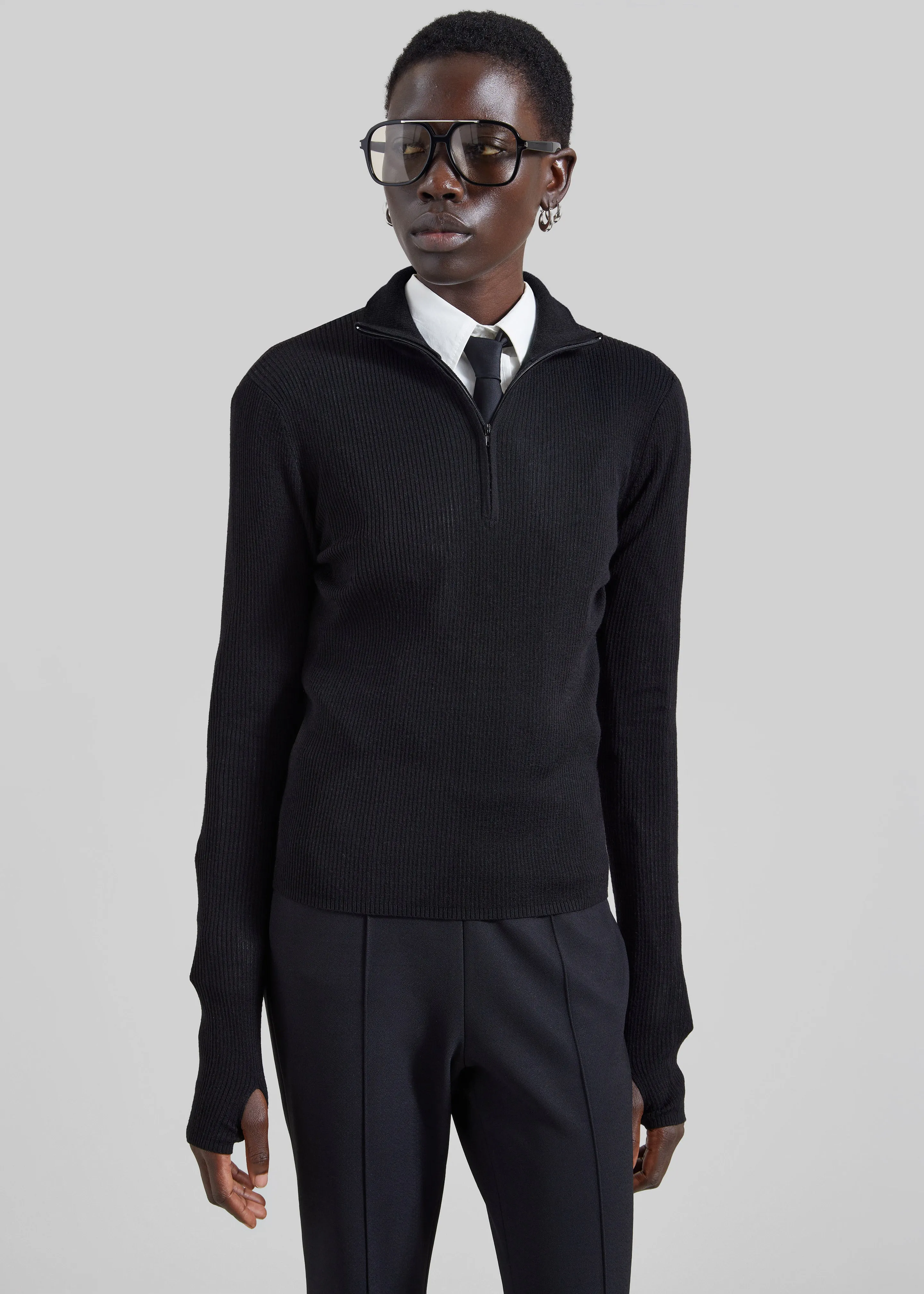Sade Knit Zip Sweater - Black sold by Frankie Shop product image thumbnail 5