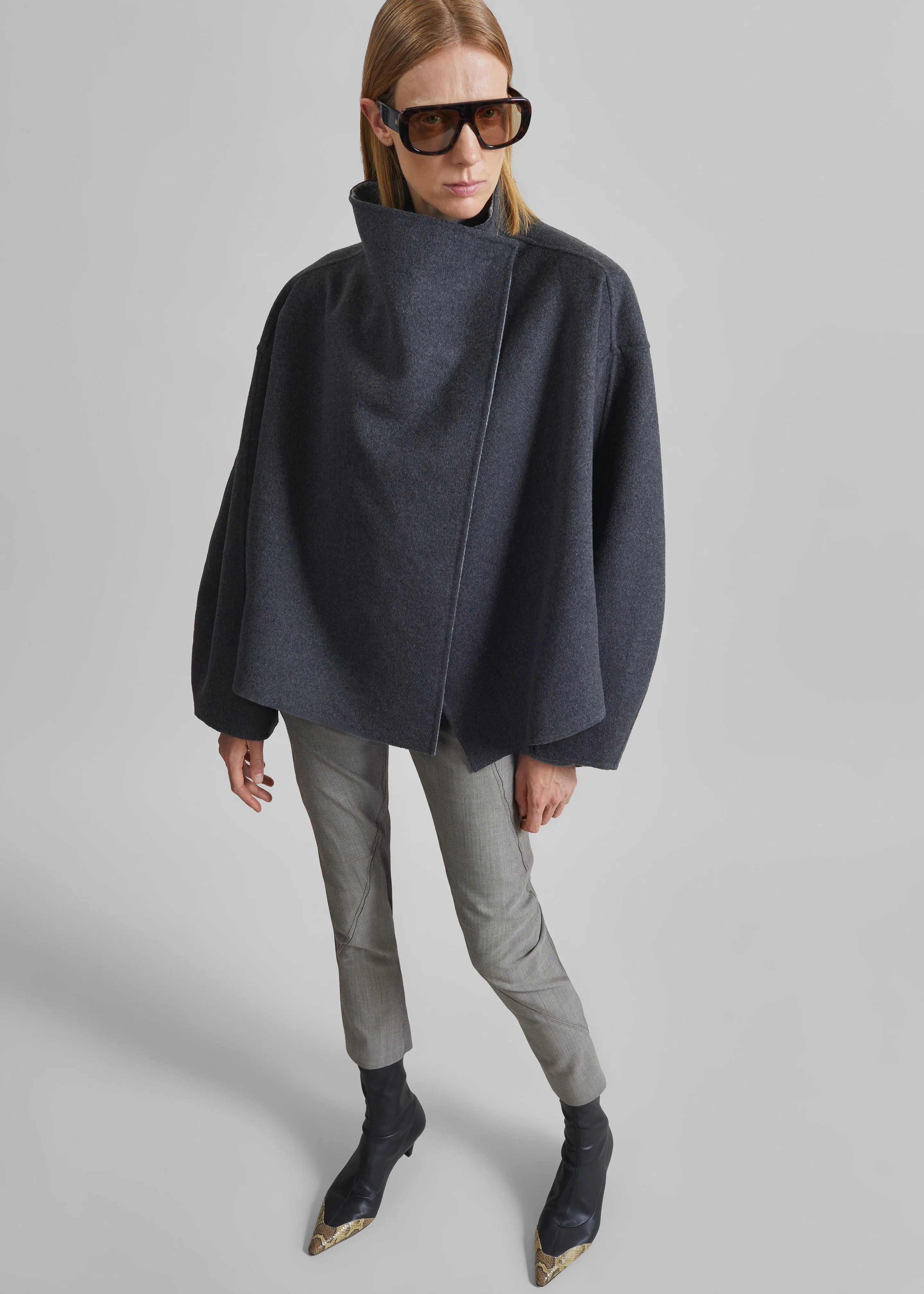 Onelle Wool Reversible Short Coat - Grey sold by Frankie Shop product image thumbnail 5