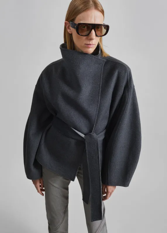 Onelle Wool Reversible Short Coat - Grey made by Frankie Shop