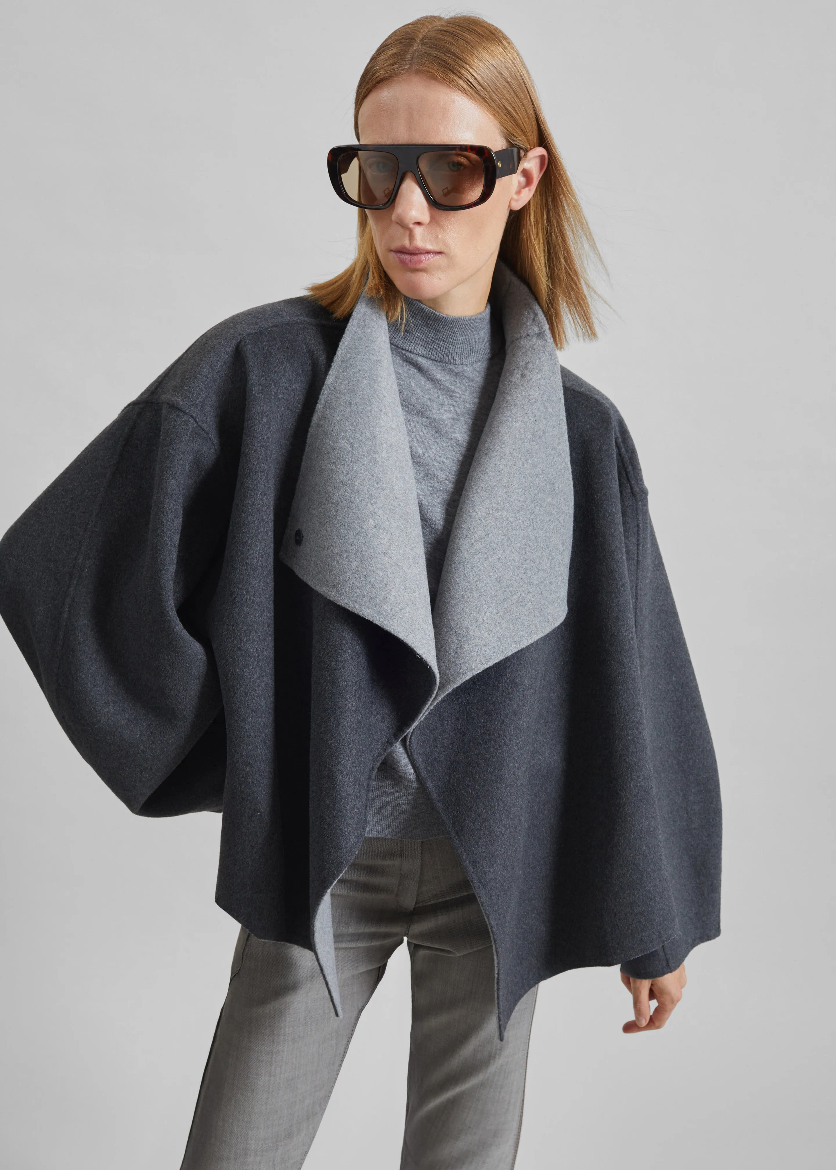 Onelle Wool Reversible Short Coat - Grey sold by Frankie Shop product image thumbnail 4
