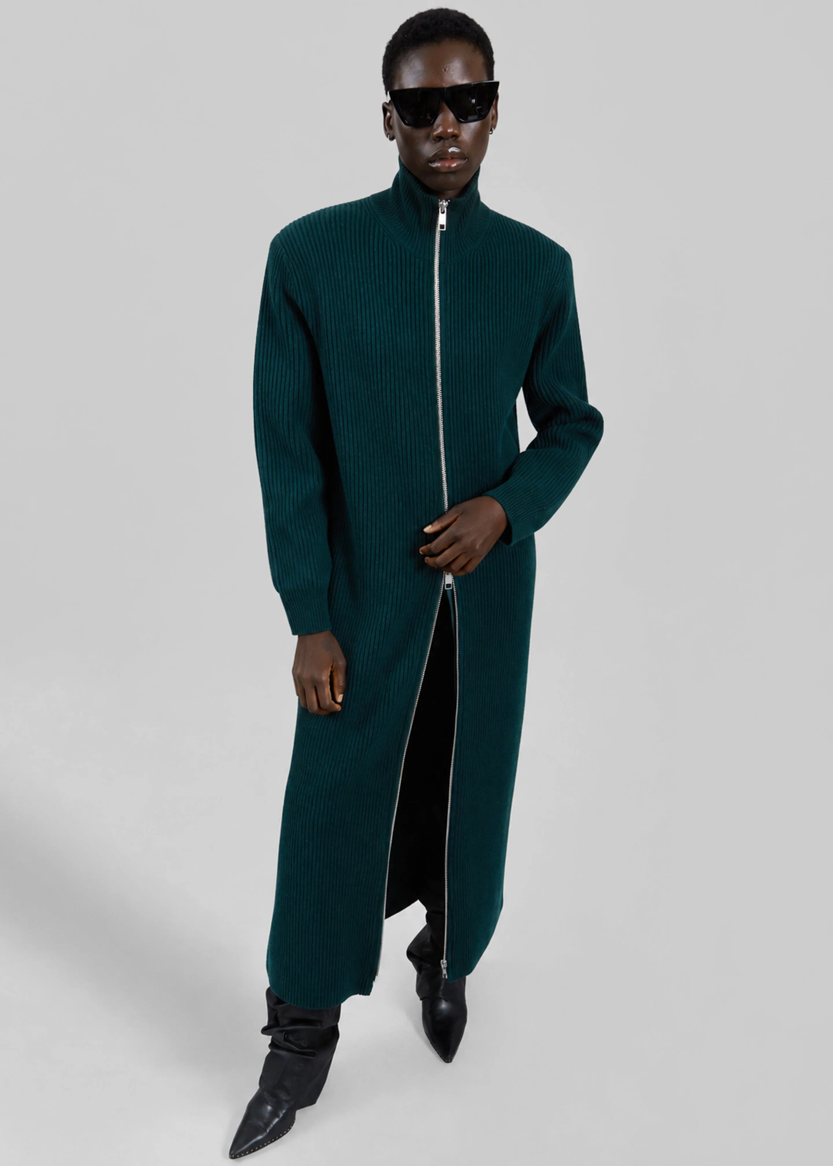 Nolia Knit Long Cardigan Dress - Bottle Green sold by Frankie Shop