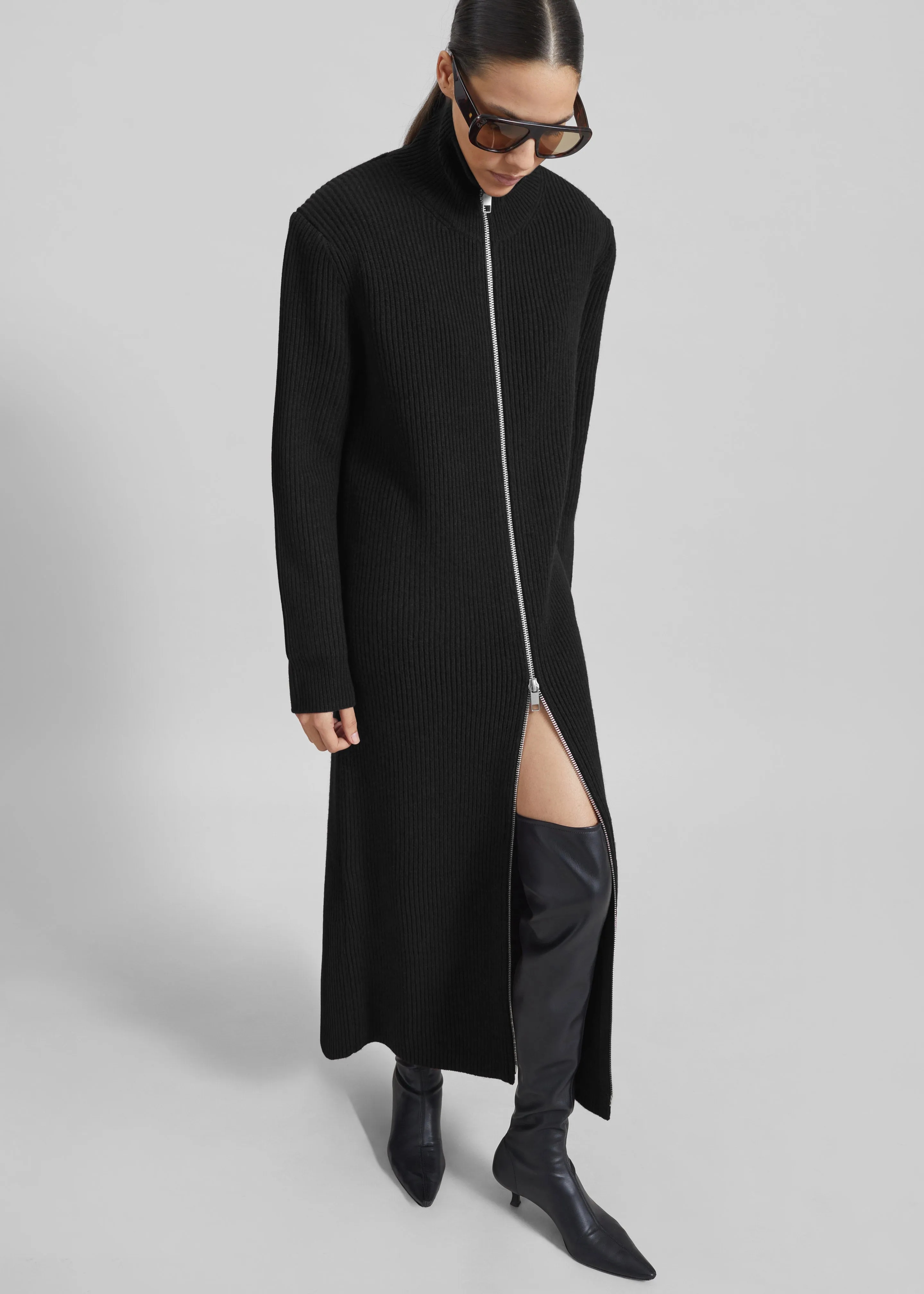 Nolia Knit Long Cardigan Dress - Black sold by Frankie Shop