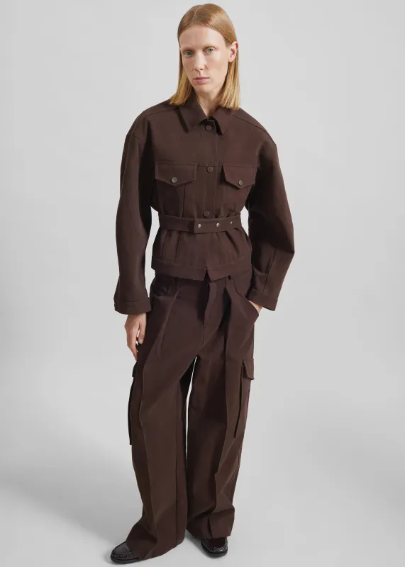 Oslo Cotton Cargo Pants - Brown made by Frankie Shop