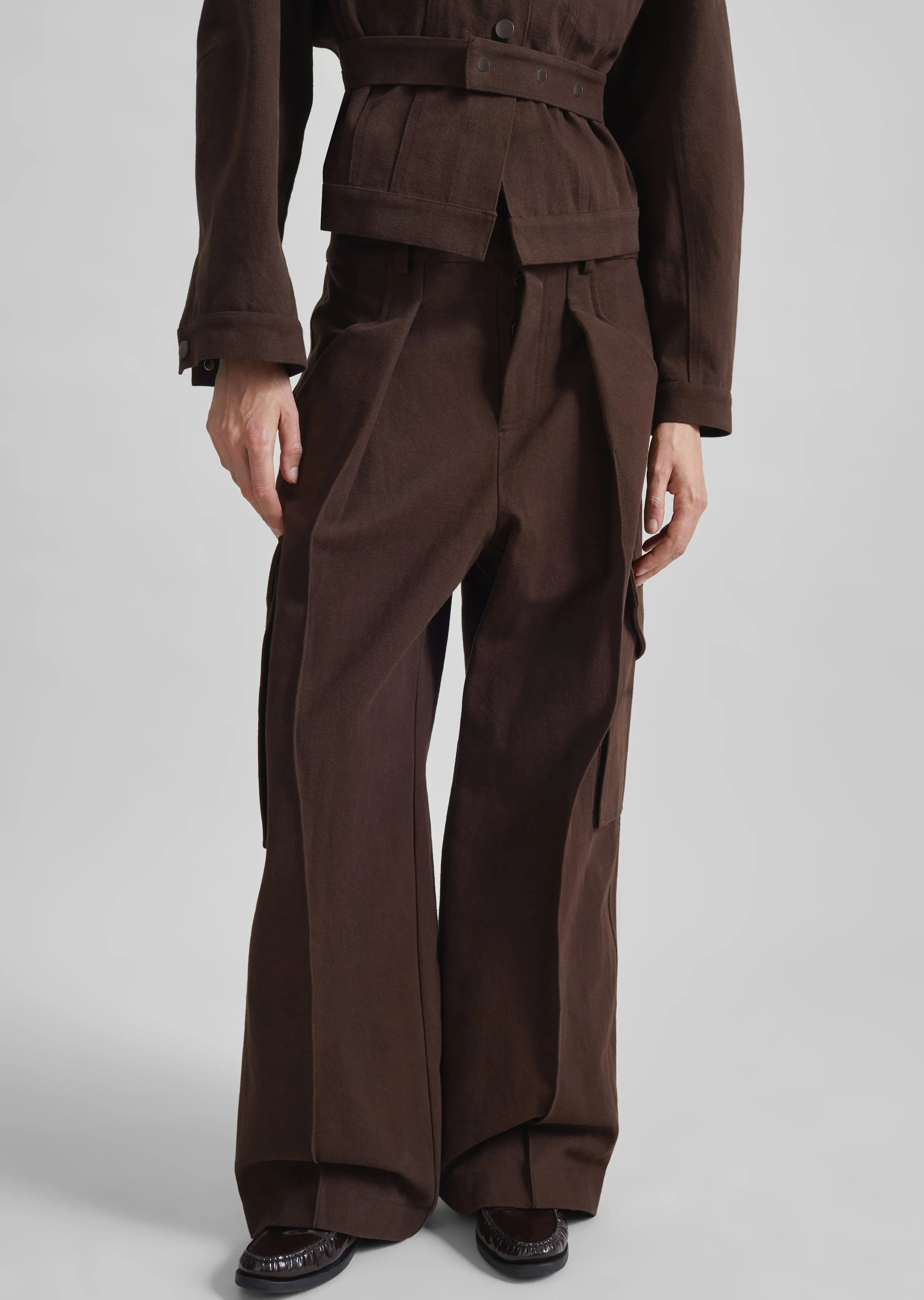 Oslo Cotton Cargo Pants - Brown sold by Frankie Shop product image thumbnail 3