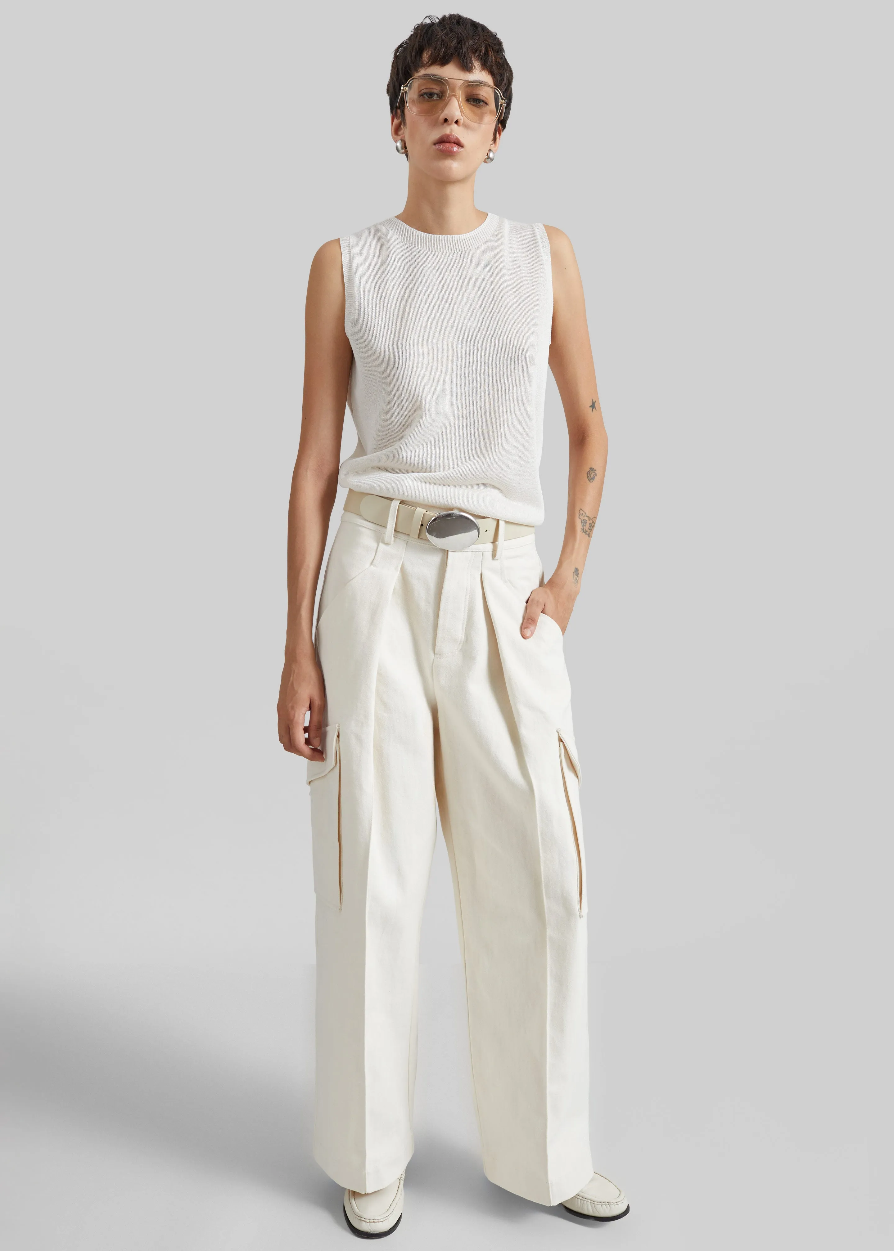 Oslo Cotton Cargo Pants - Beige sold by Frankie Shop product image thumbnail 2