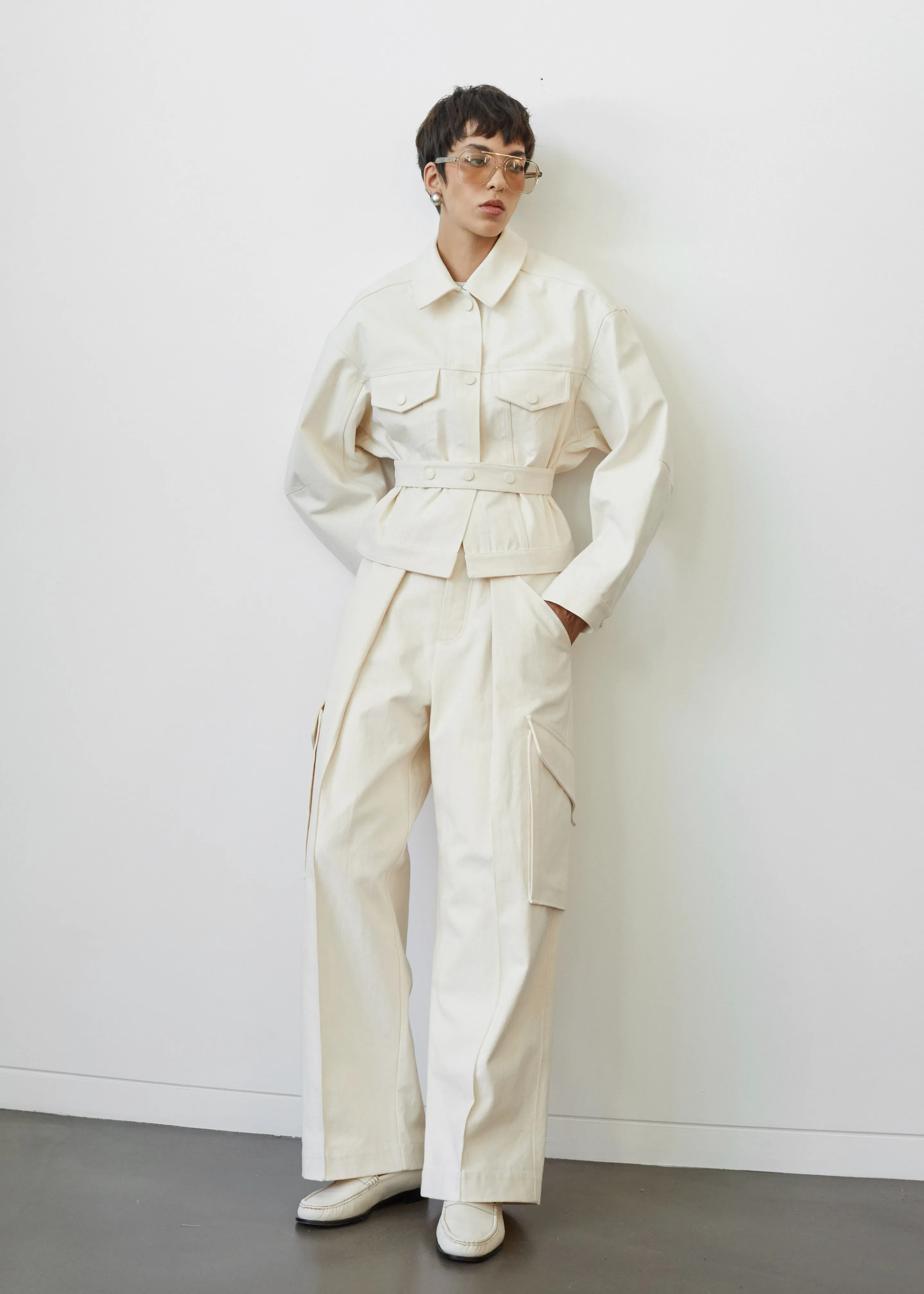 Oslo Cotton Cargo Pants - Beige sold by Frankie Shop product image thumbnail 4